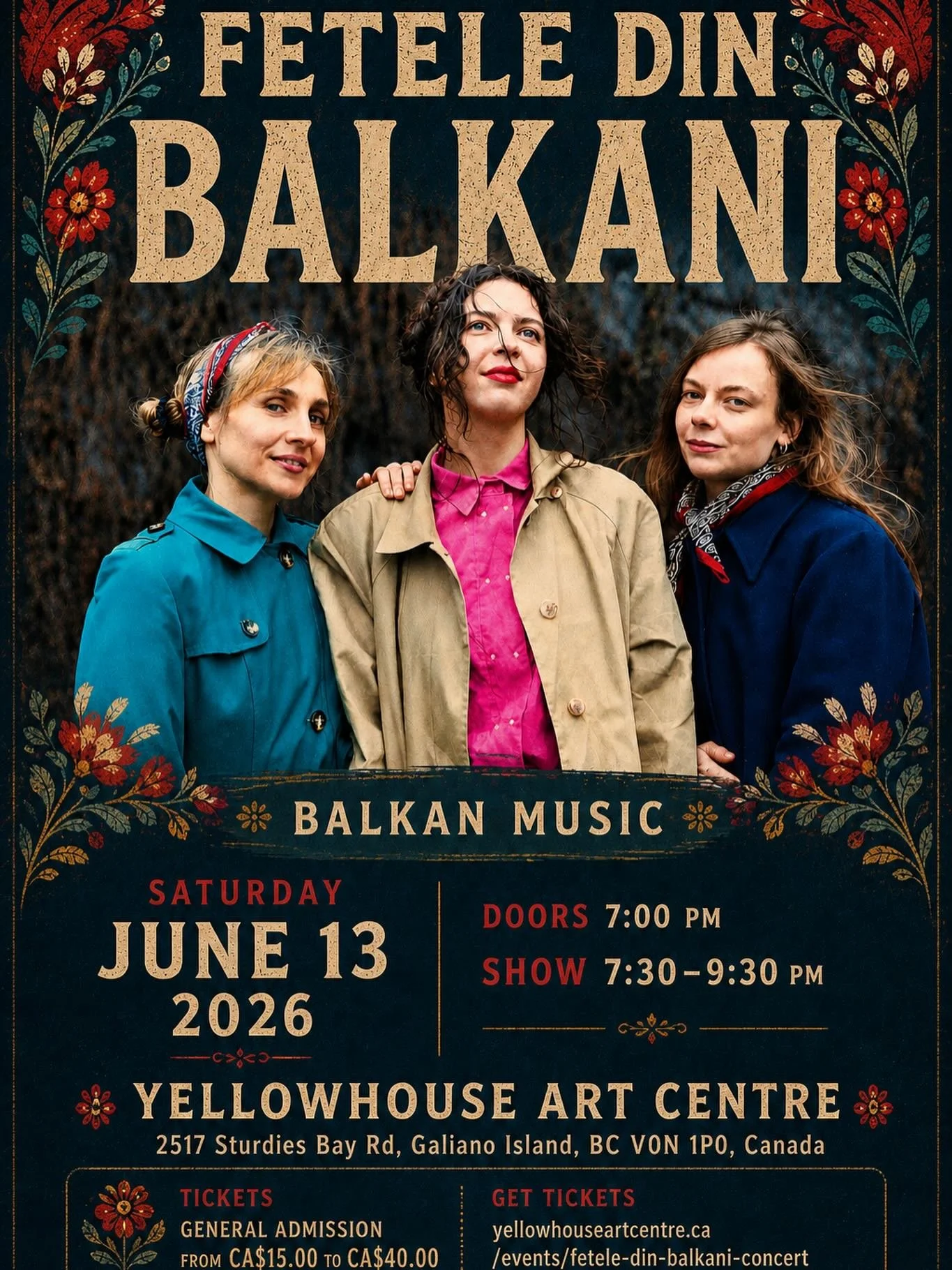Galiano Island - we&rsquo;re coming!
An evening of powerful, soulful Balkan music is heading your way 💃

📍 Yellowhouse Art Centre
🗓 June 13, 2026
🕖 7:00 PM

Come celebrate with us - tickets in bio!

#feteledinbalkani #gallianoisland #yellowhouse 