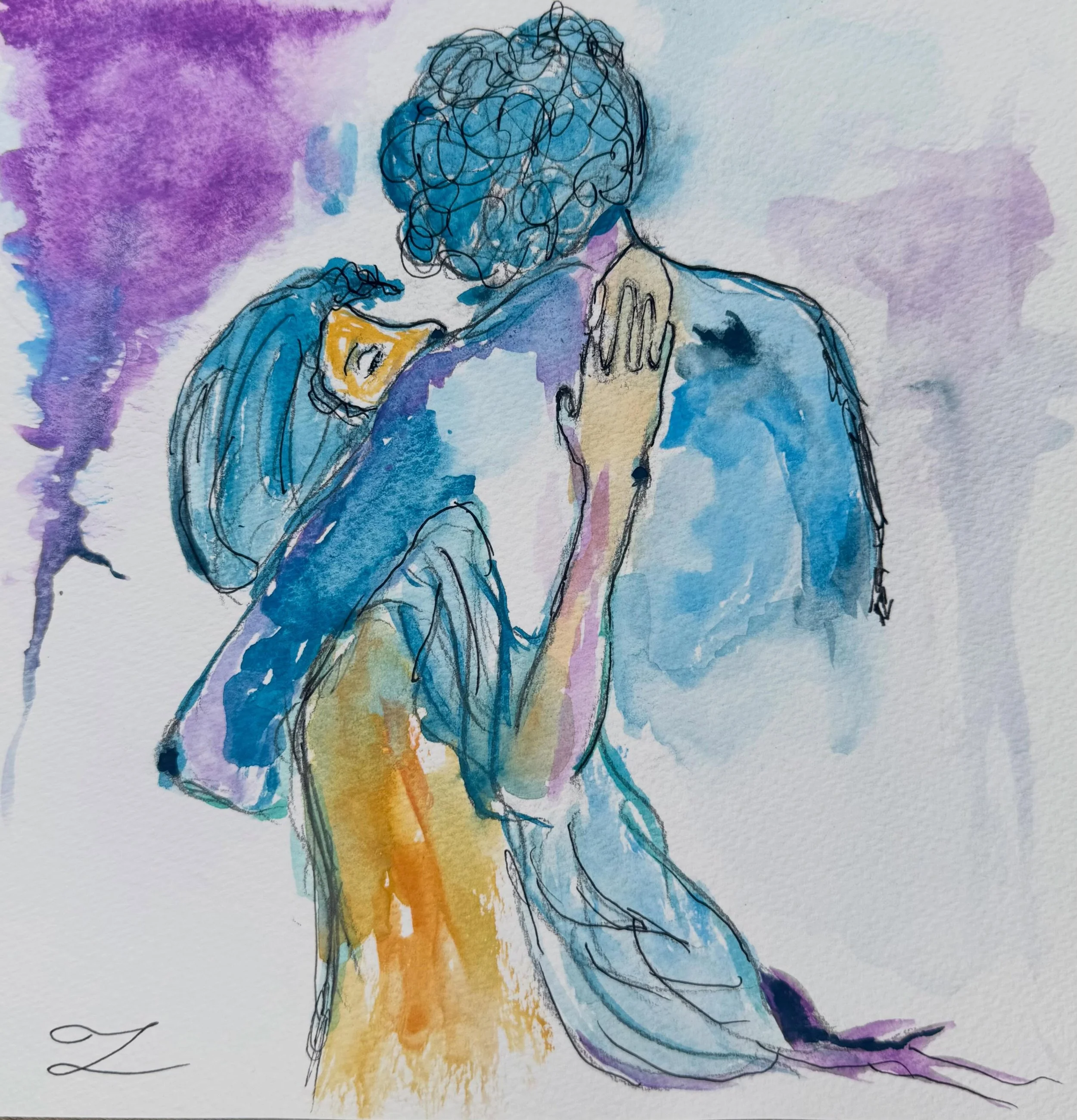 I bought myself watercolors again, and I feel like a little kid waiting for the evening so I can paint again. Watercolors are quick, and somehow they help me reach something deeper within. 💜 

#arttherapy #watercolors