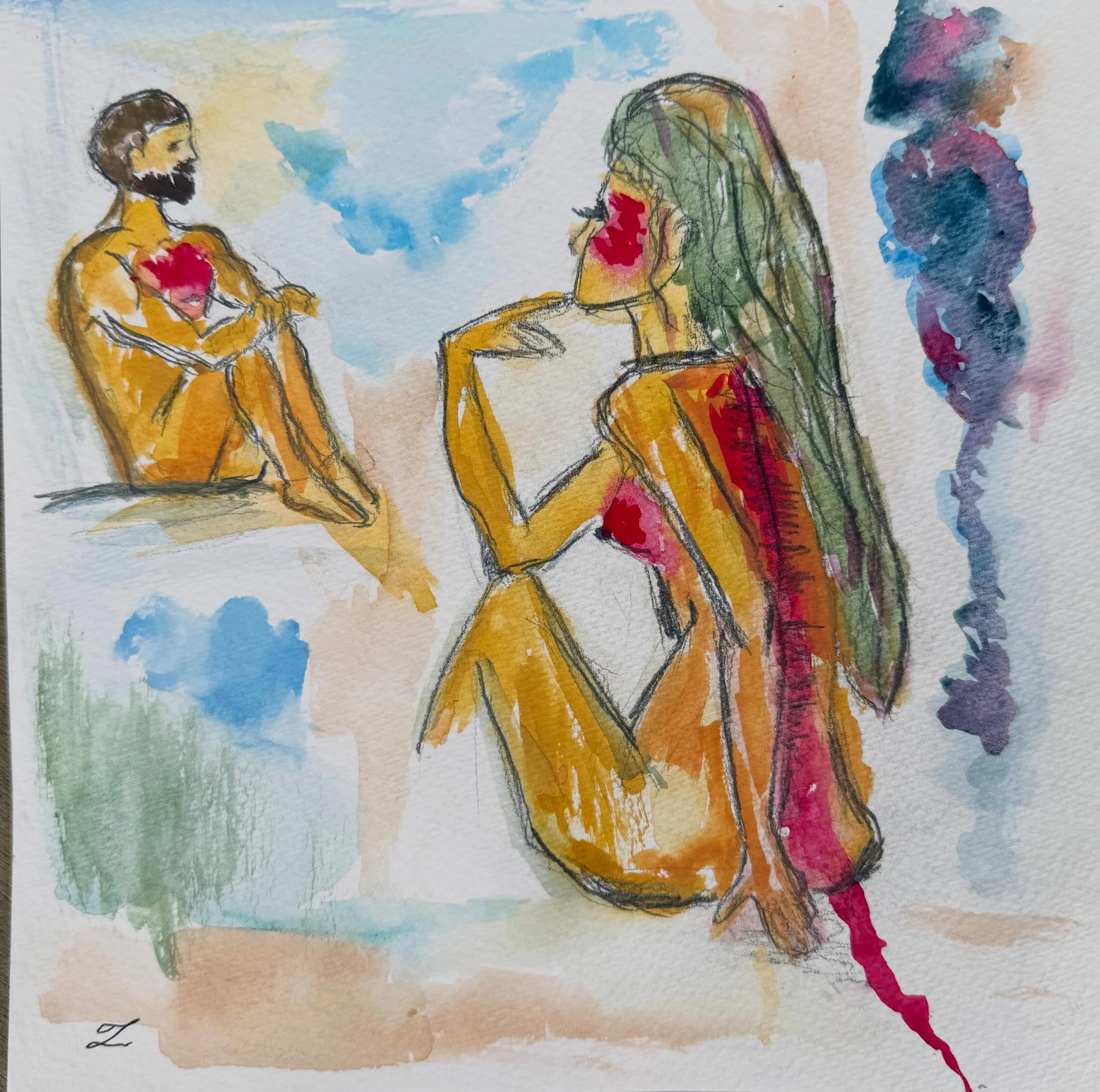 With this painting, it almost felt like cutting onions at the kitchen table. You don&rsquo;t want to cry, but the tears keep falling until it&rsquo;s over.
Who can&rsquo;t relate? We&rsquo;ve all been there.
#arttherapy
