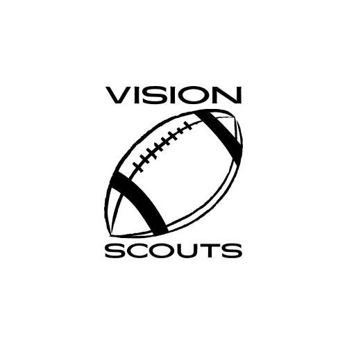 Logo with the words 'Vision Scouts' and an illustration of an American football.