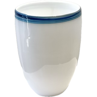 Katherine Russell "Glass Vase, White with Teal Lip"