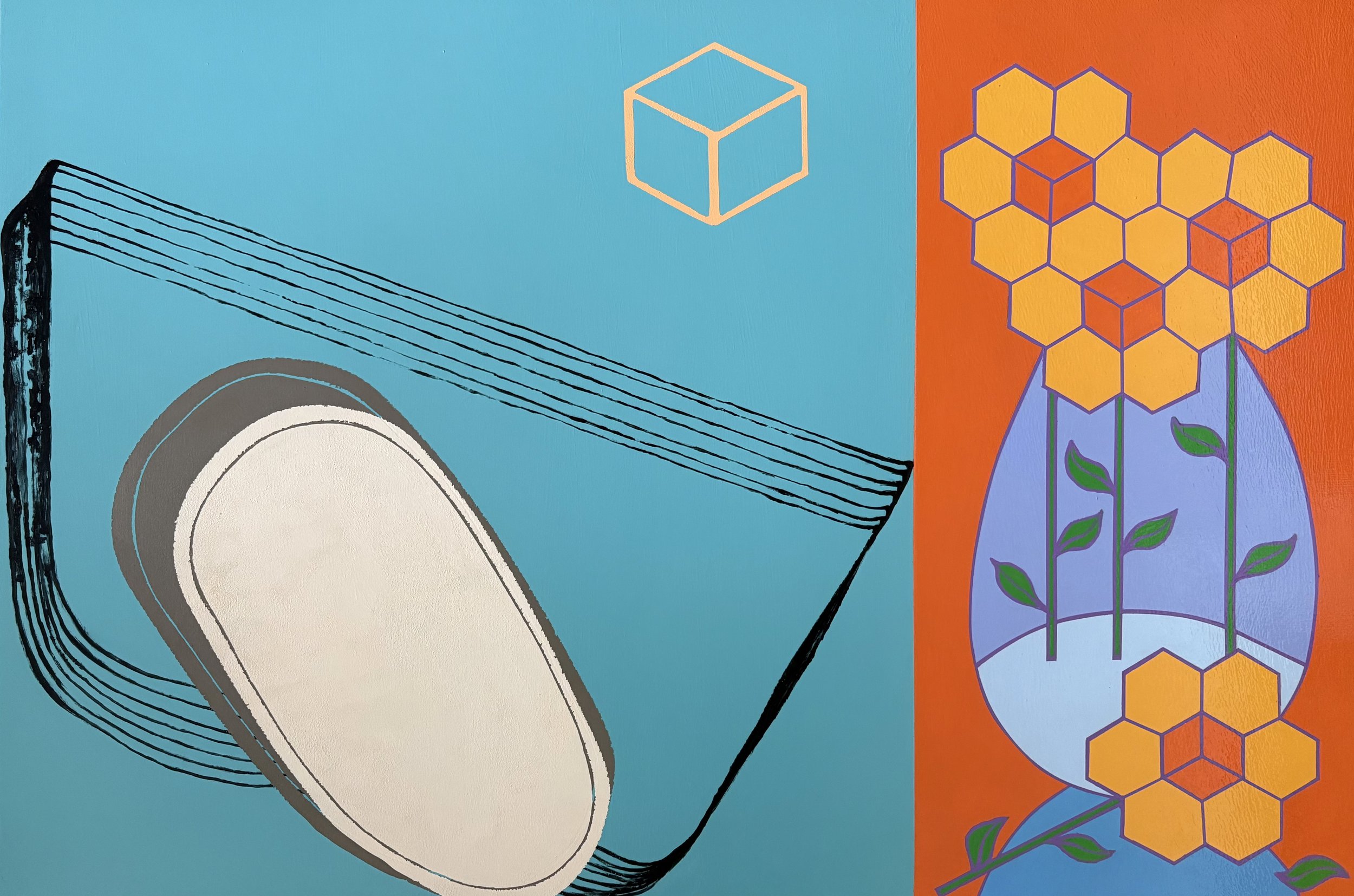 Barry Russell Lorne & Jennifer d'Entremont Collaboration "Untitled #1"  24" x 36" Acrylic on Board  2026 $2600.jpeg