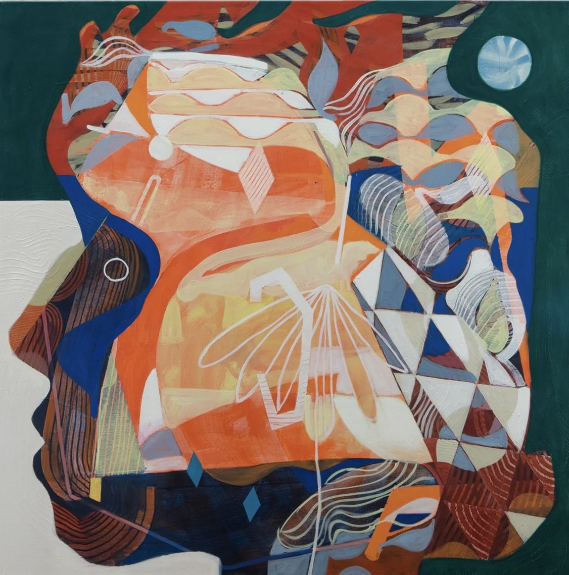 Firebird 36X36" oil, acrylic and conte on canvas. 2024 $3500.jpg