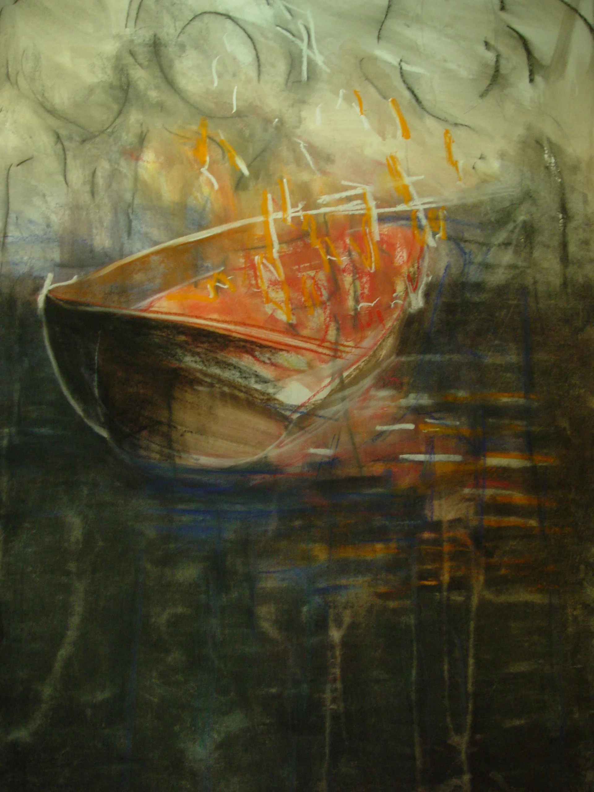 Burn the Boats 1 50" x 34"  Mixed Media on Paper 2025  $4620.JPG