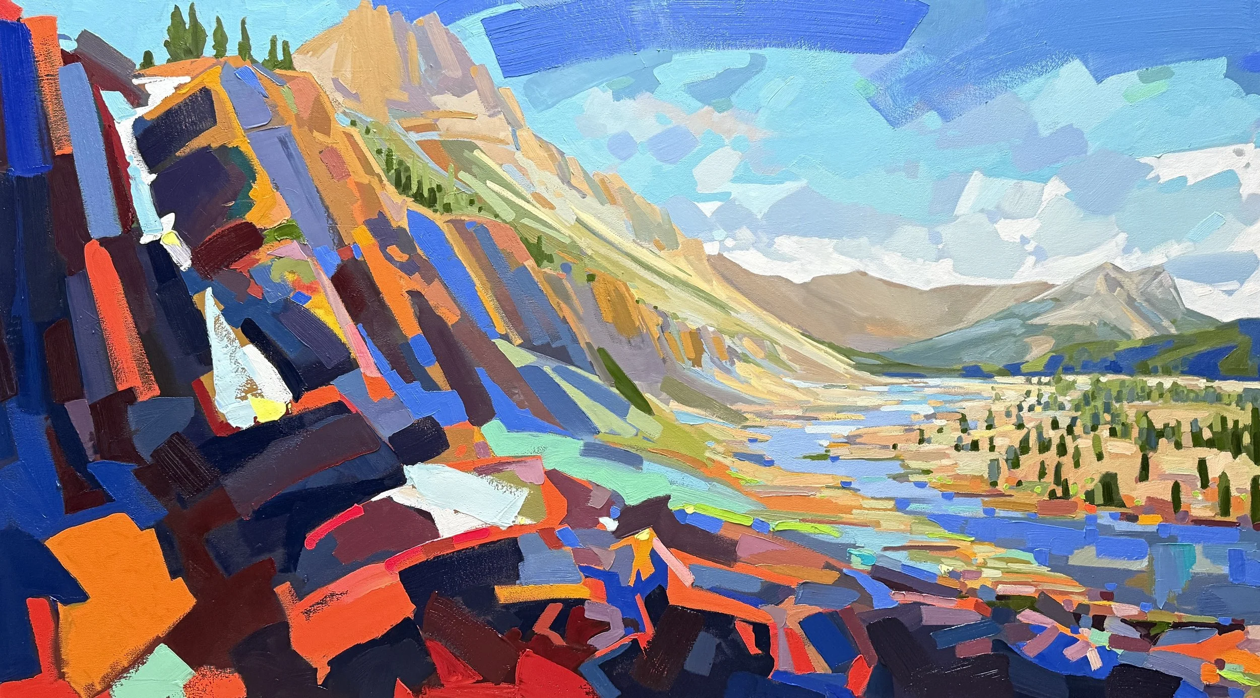 Waterfall Below Myosotis Lake.#1.SKOKI 40" x 72" 2025 $6945.jpg