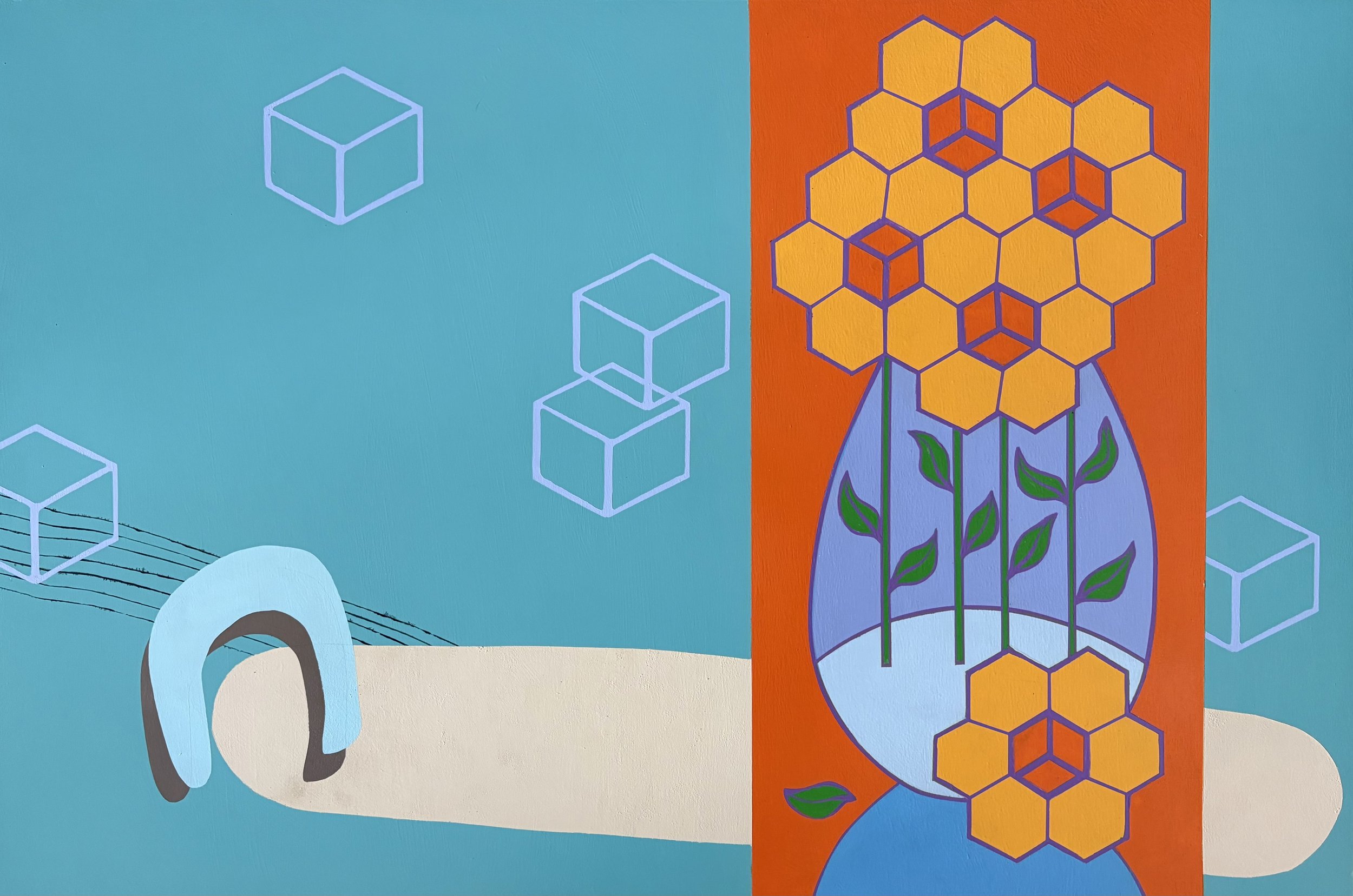 Barry Russell Lorne & Jennifer d'Entremont Collaboration "Untitled #2"  24" x 36" Acrylic on Board  2026 $2600.jpegjpeg.jpeg