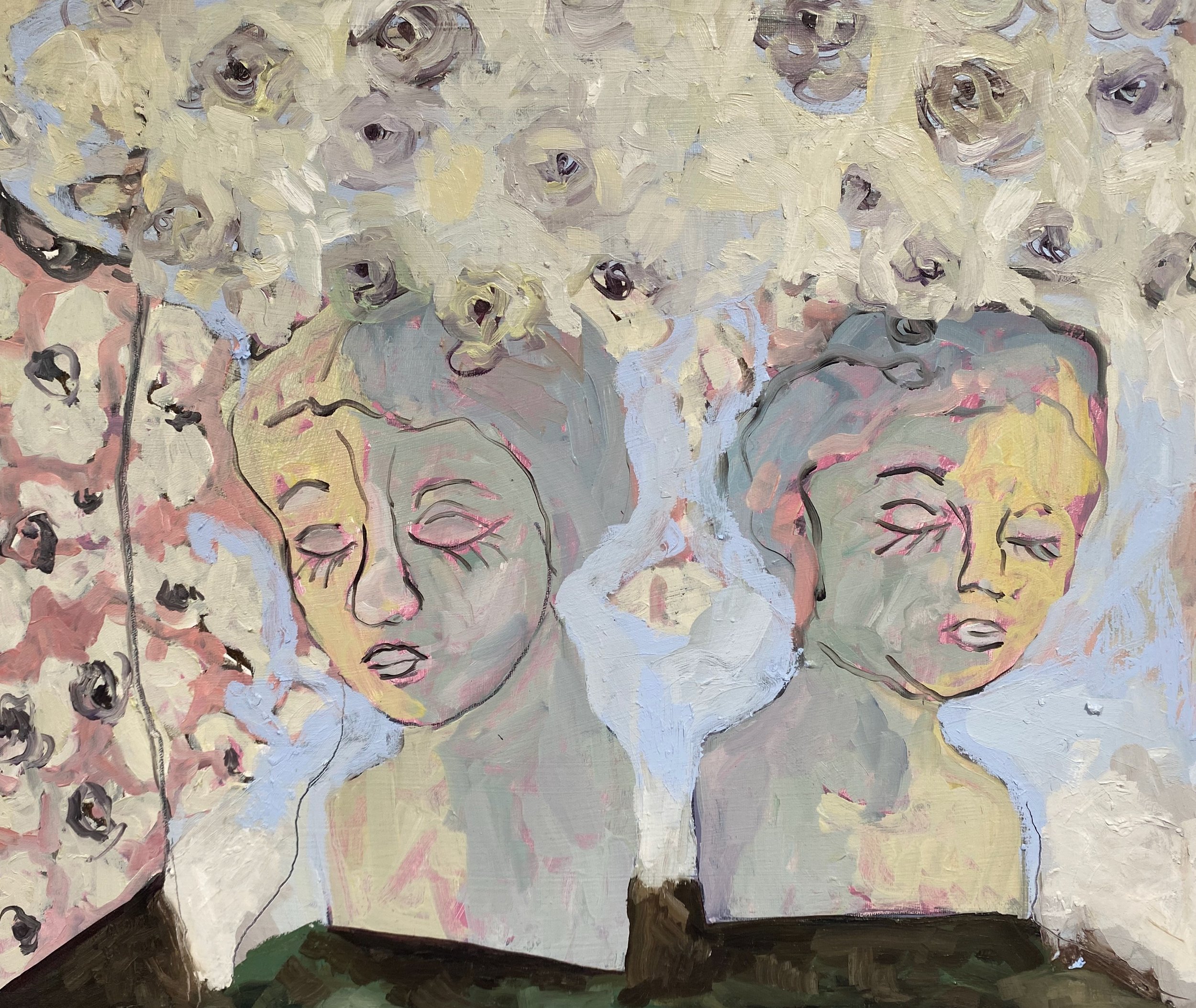 Two Heads, oil on canvas, 20x24'' 2024. $625 JPEG.JPEG