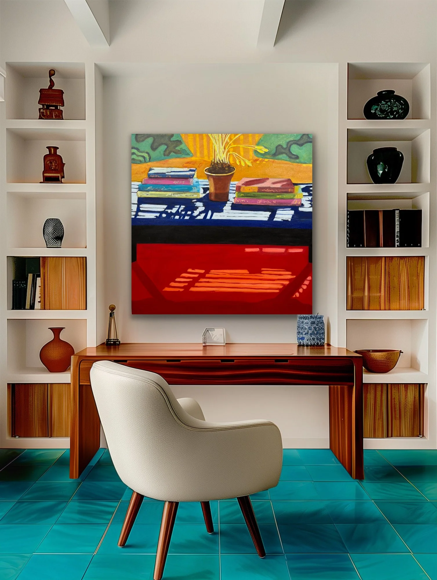 Eileen Murray "Potted Daffodils and Sunlit Books"