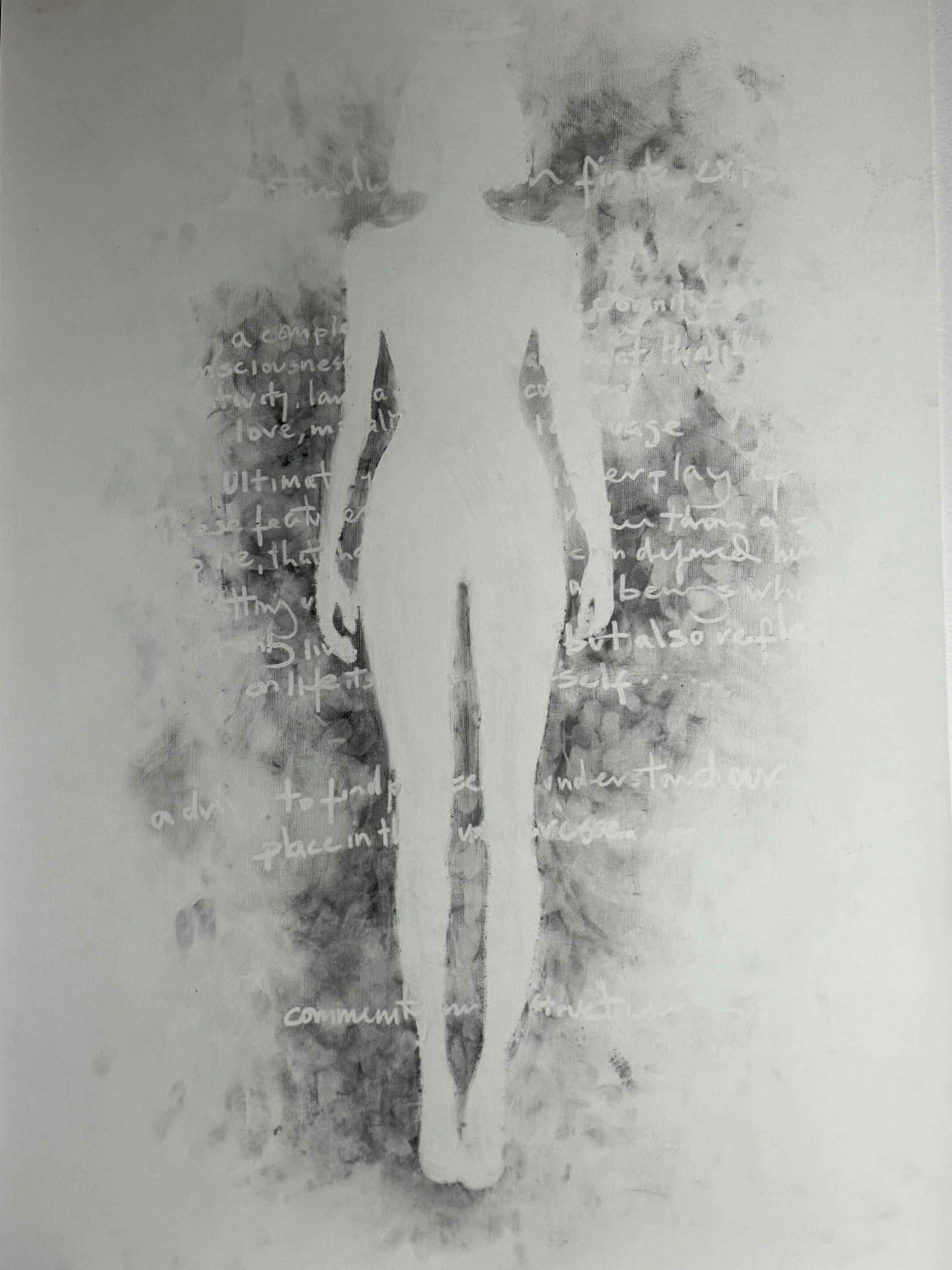 "I am Human 0.1", 24x36", antique paper and homemade charcoal, $850.jpeg