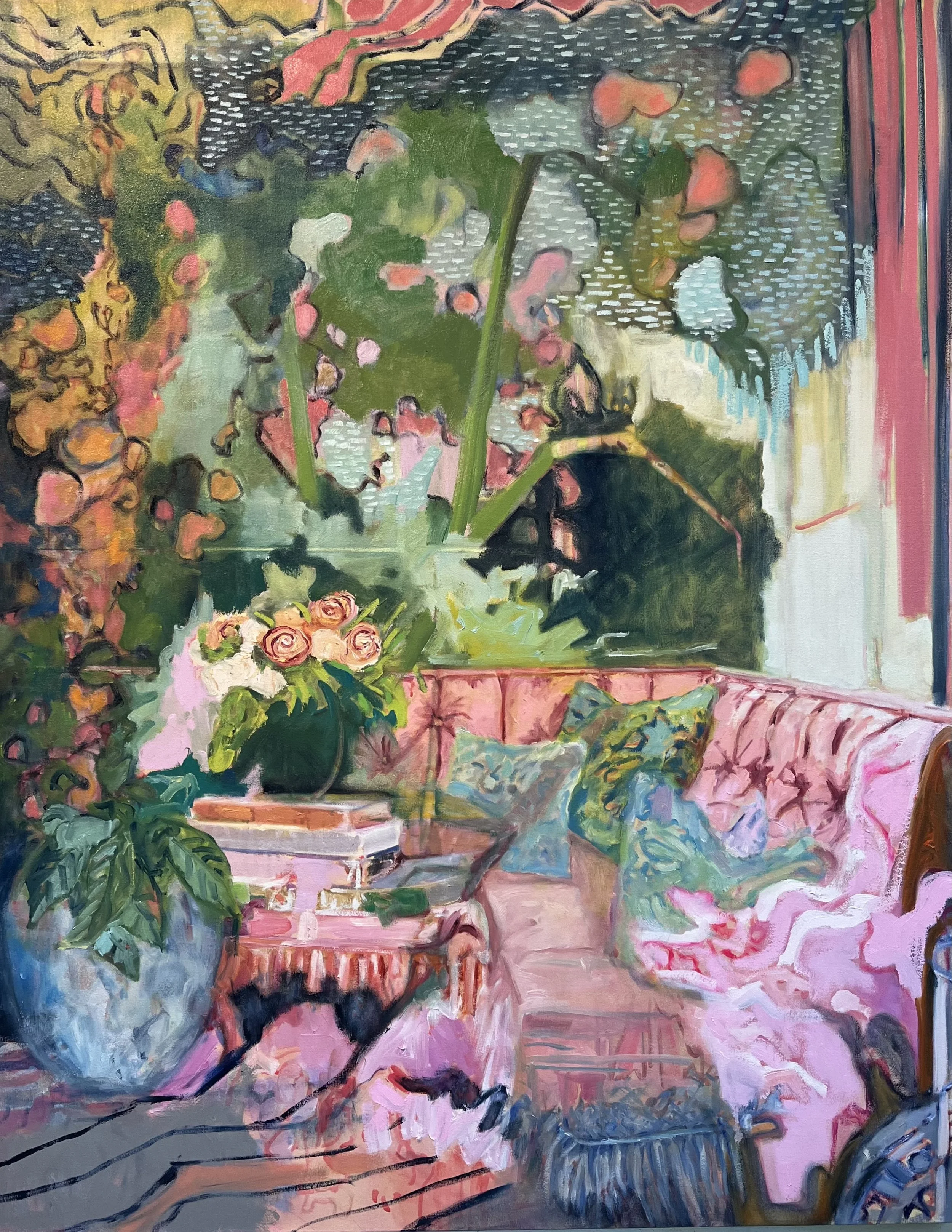 Reserved. Pink Banquette, 60x48, oil on canvas, 2026 $6265.jpeg