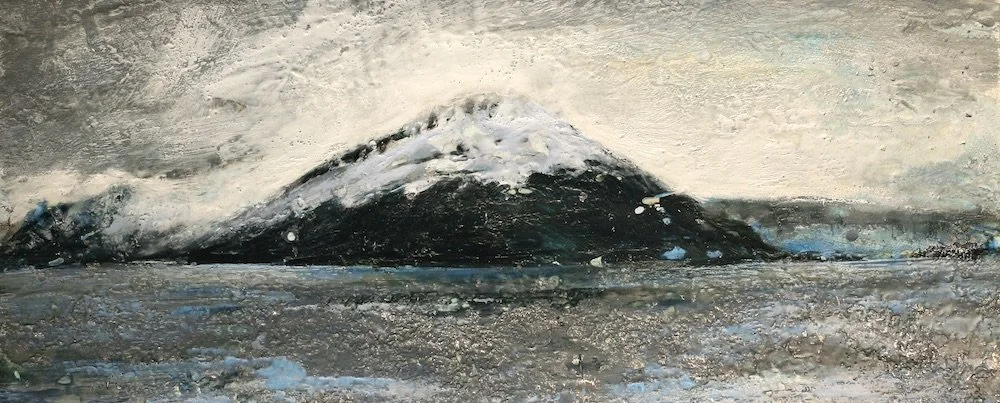 Alaska (A) 2025, Encaustic:lead on paper, 30” x 12".jpeg