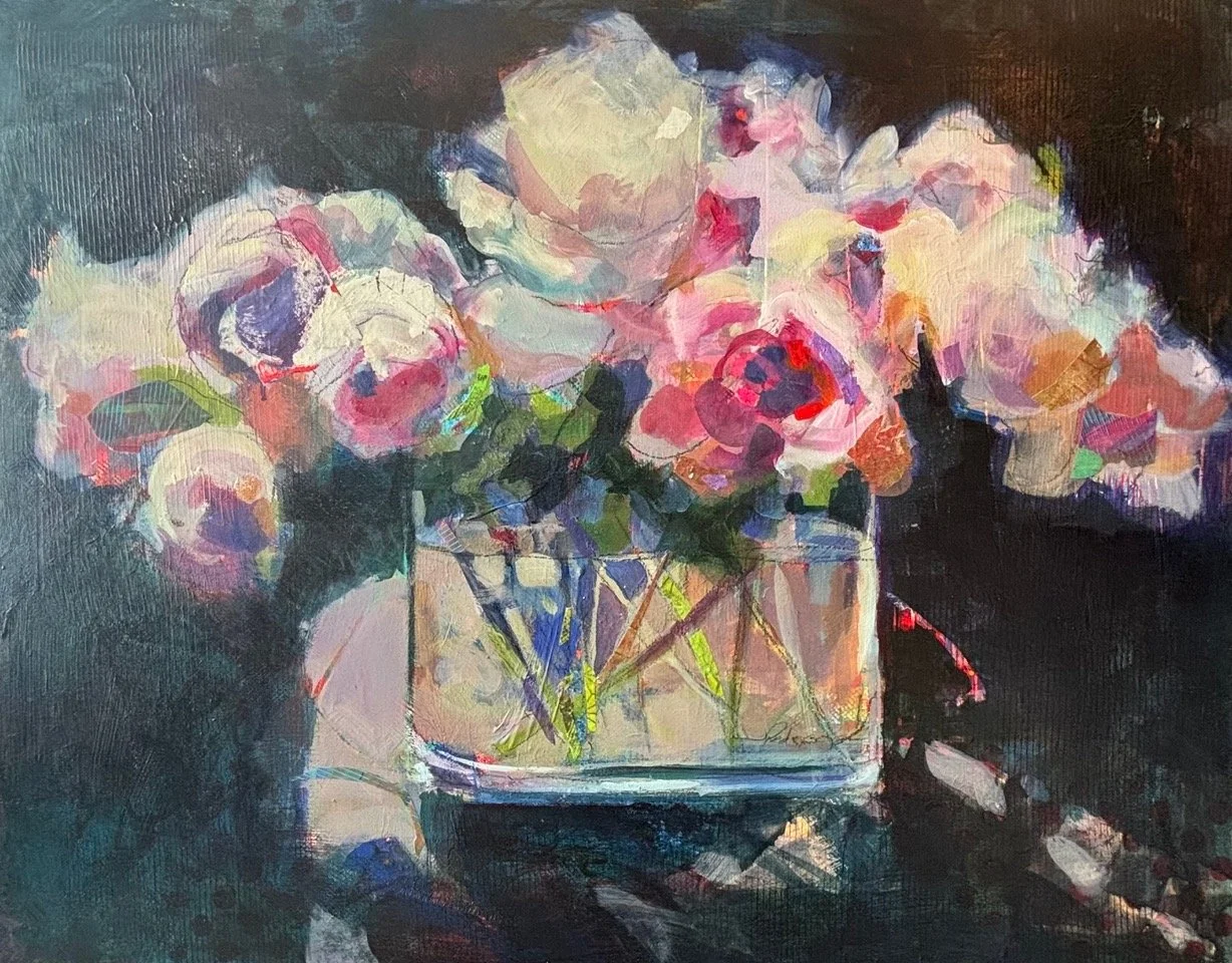 Posies 24" x 30" Mixed Media 2024 $2970.jpeg
