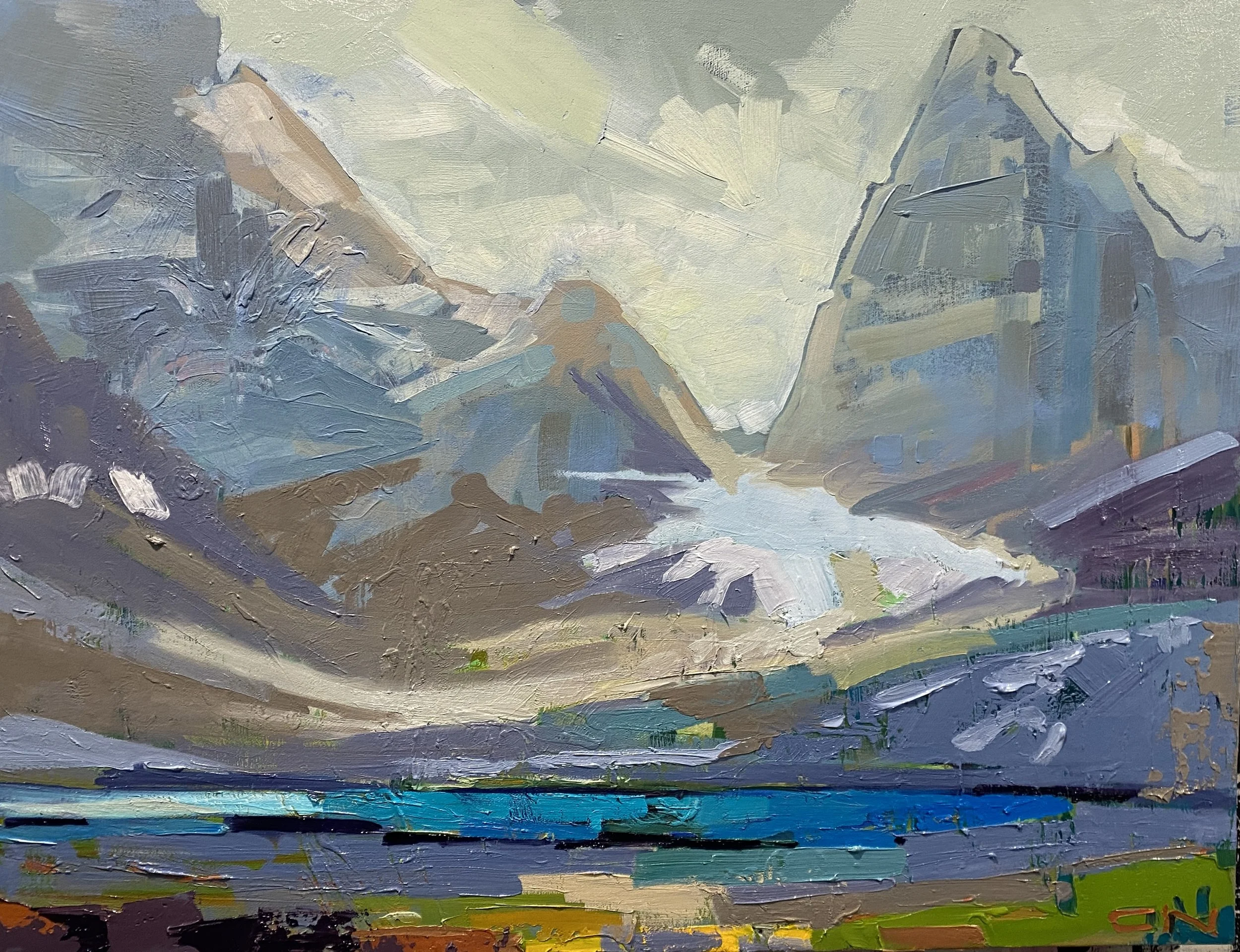 Hungabee Opabin Lake Study 20" x 26" Oil on Wood Panel 2024 $2070 jpg.jpg