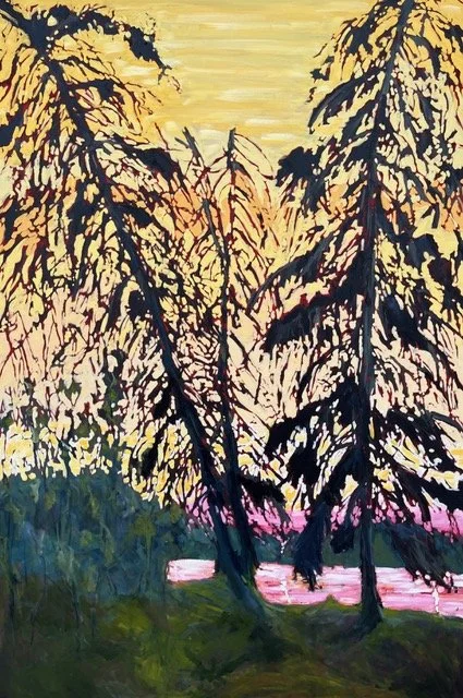 Evergreen Sunset II, 72x48, Oil on Canvas 2024 $5800.jpeg