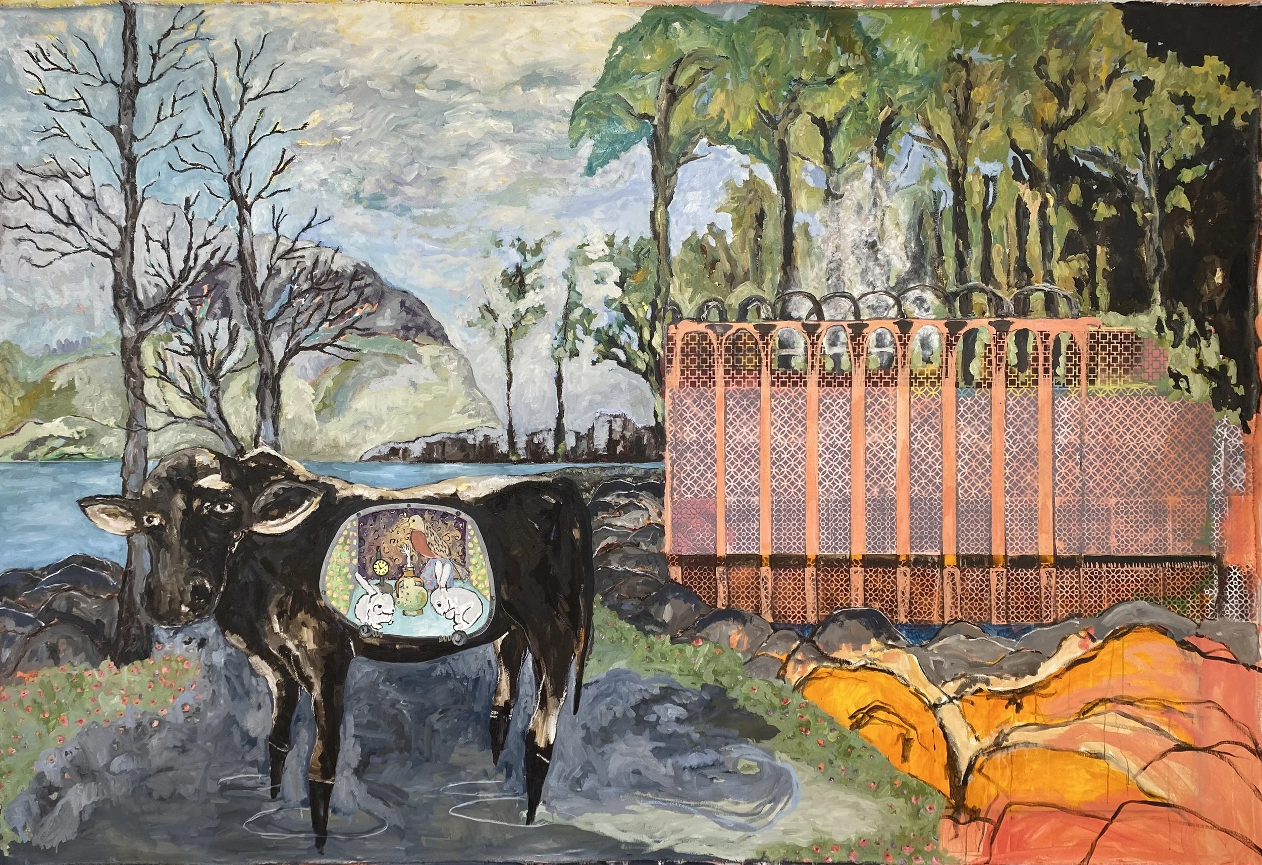 A Thing of Beauty No.1   Oil on unstretched canvas  84"'x 127" 2023  $3500.JPG