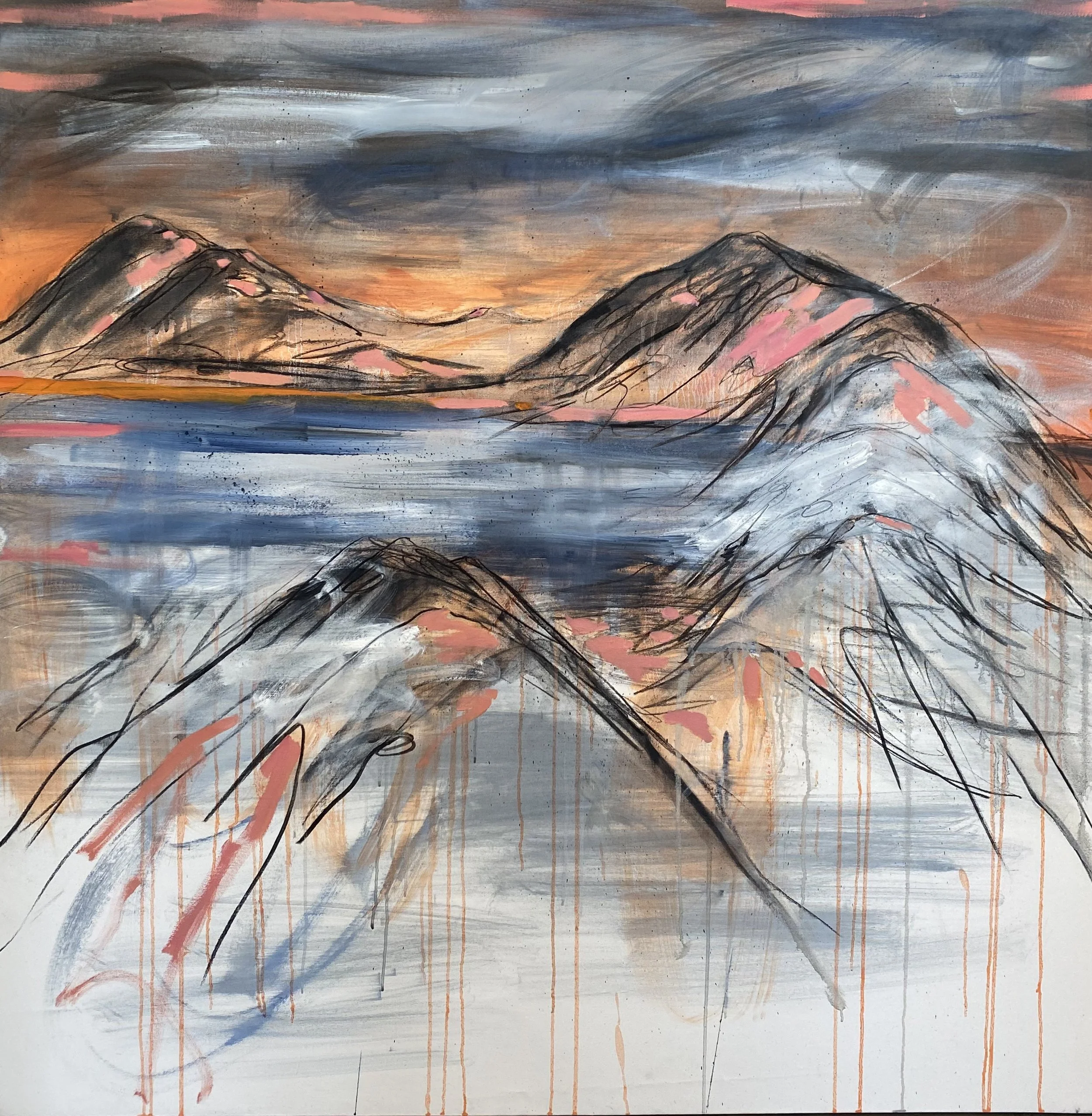 The sun pours down like honey. 48''x 48''. Oil & charcoal on canvas $4000.jpeg