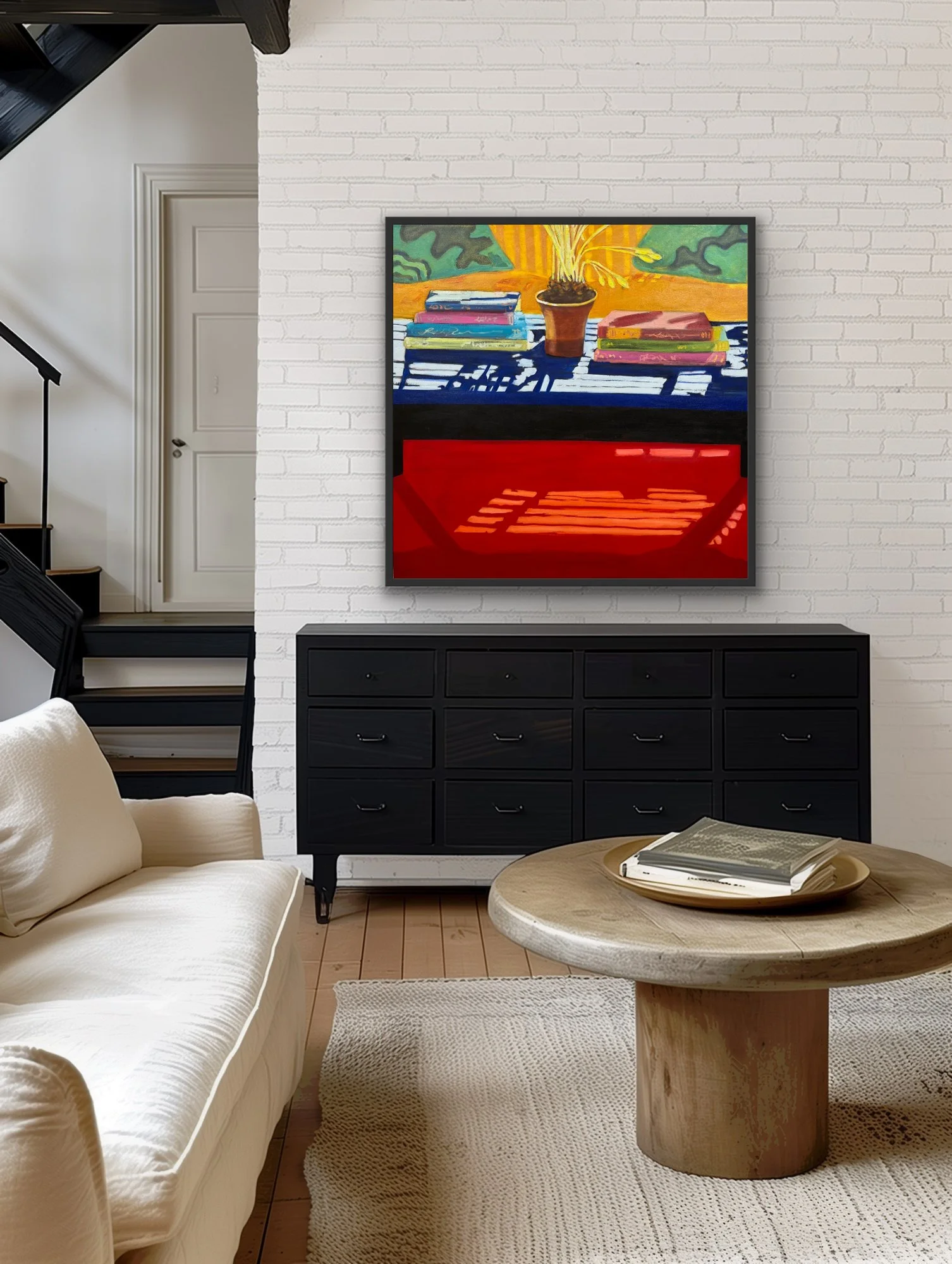 potted daffodils and sunlit books c).jpeg