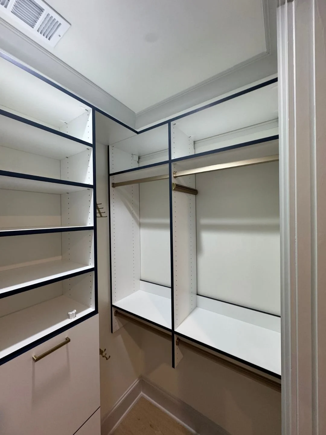 Custom White Closet with Black Trim