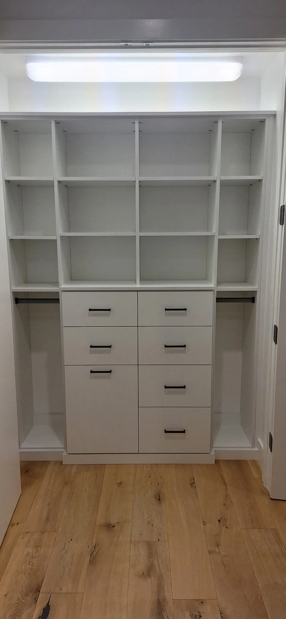 Custom Closet White Finish and Black Hardware