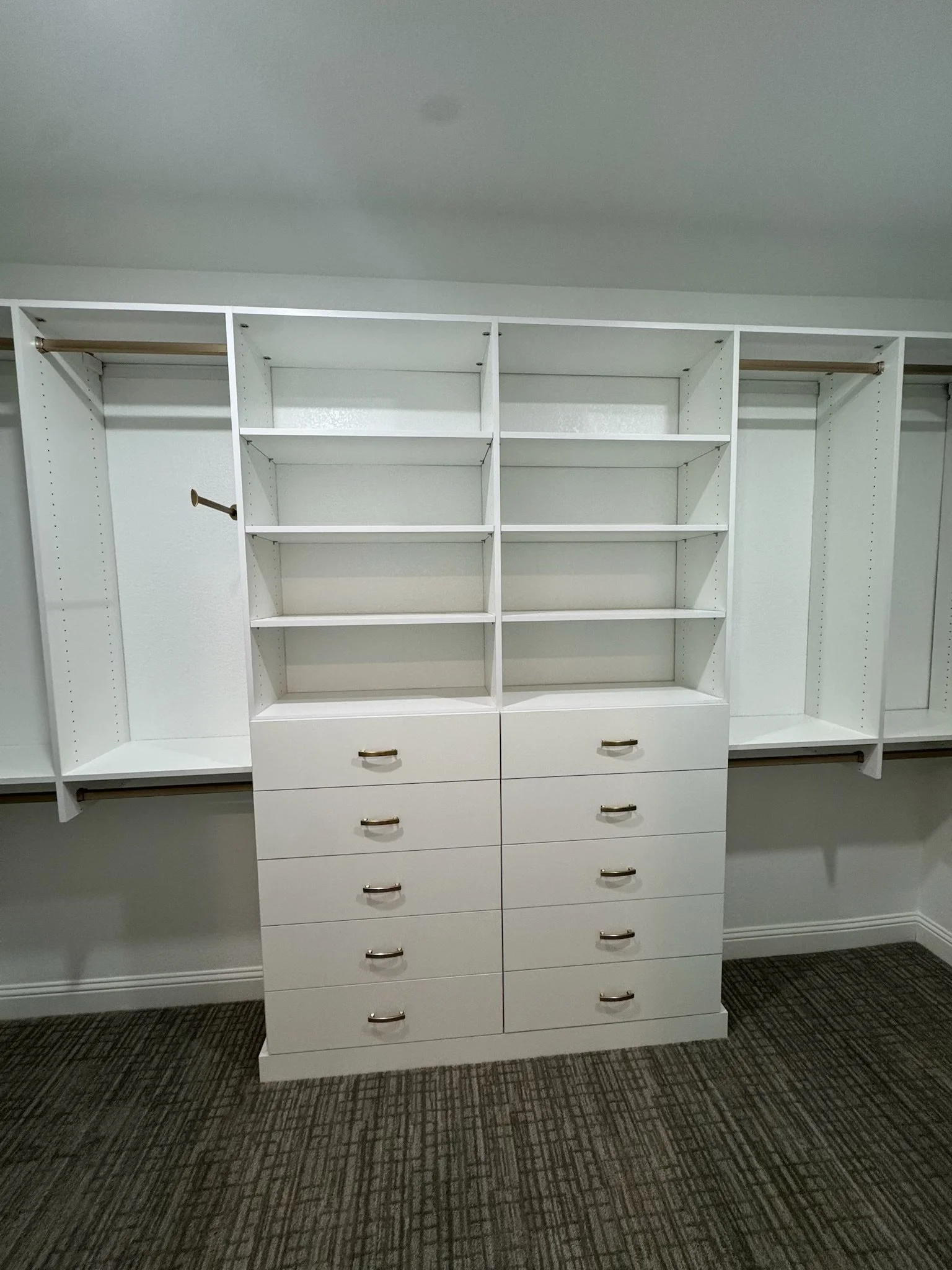 Custom Luxury Closet White and Gold Finishes