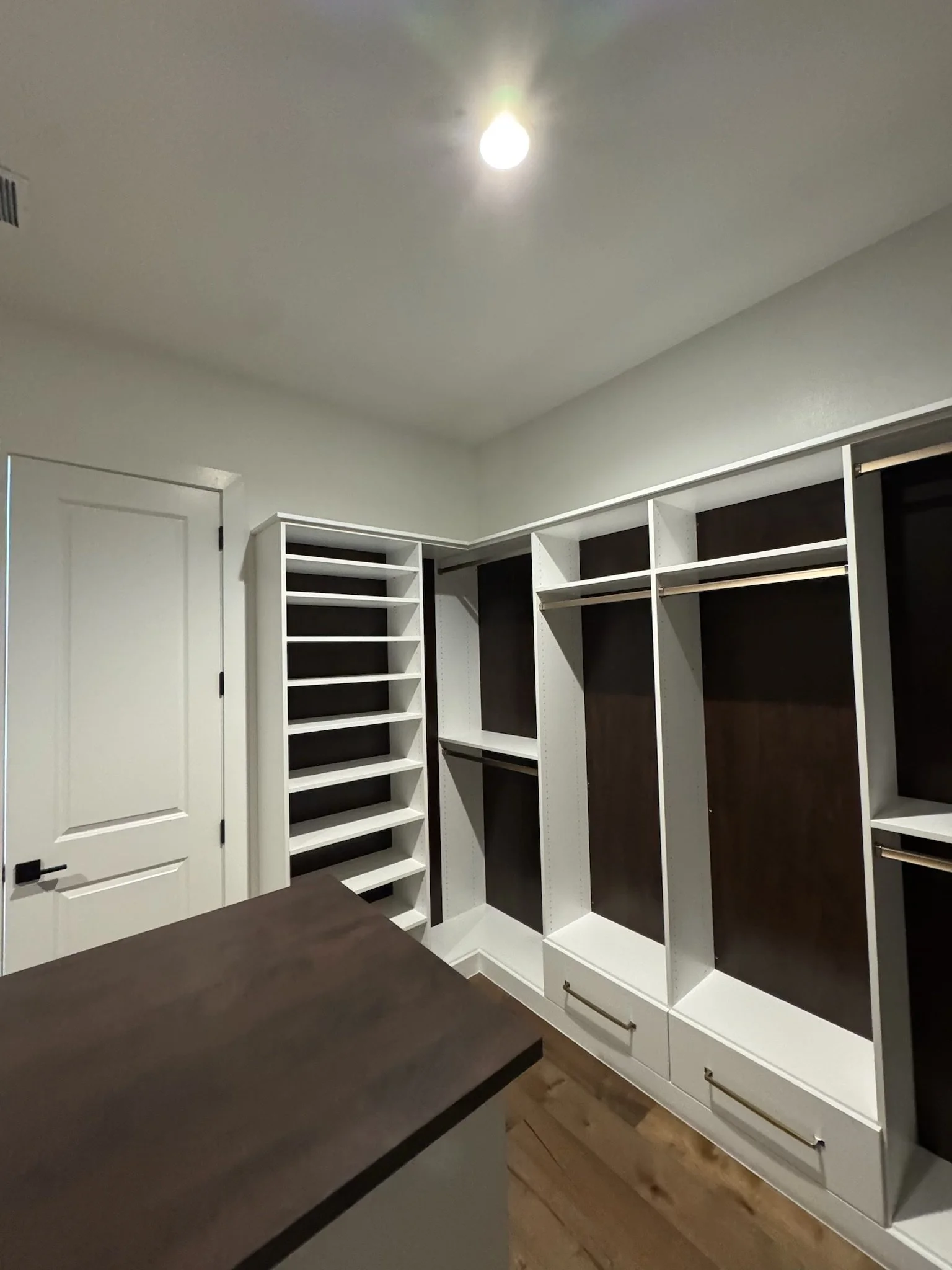 Custom White and Dark Brown Closet