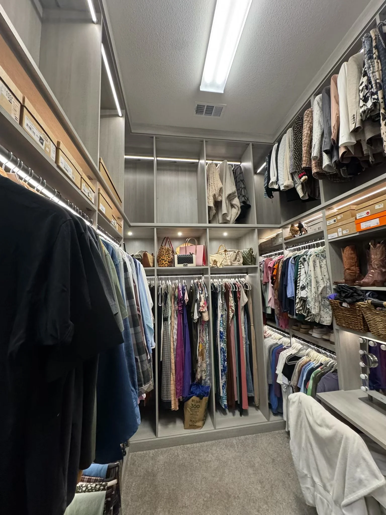 Custom Grey Closet with Dress Space