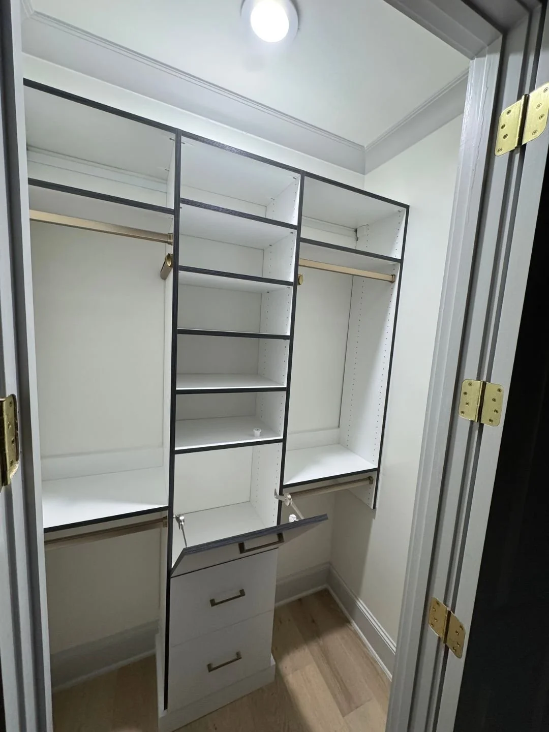 Custom White Closet with Black Trim