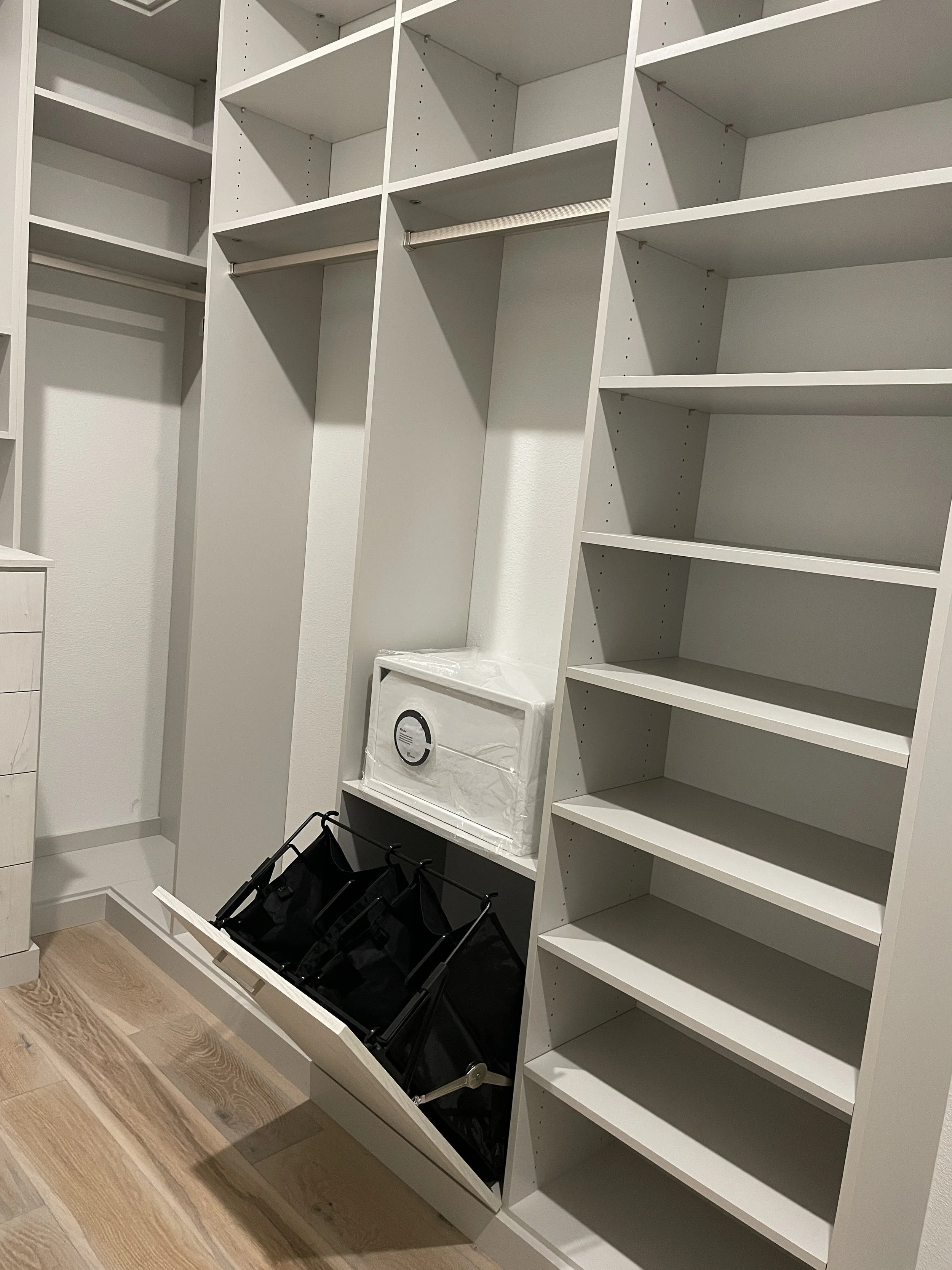 Custom Closet with Hamper and Safe