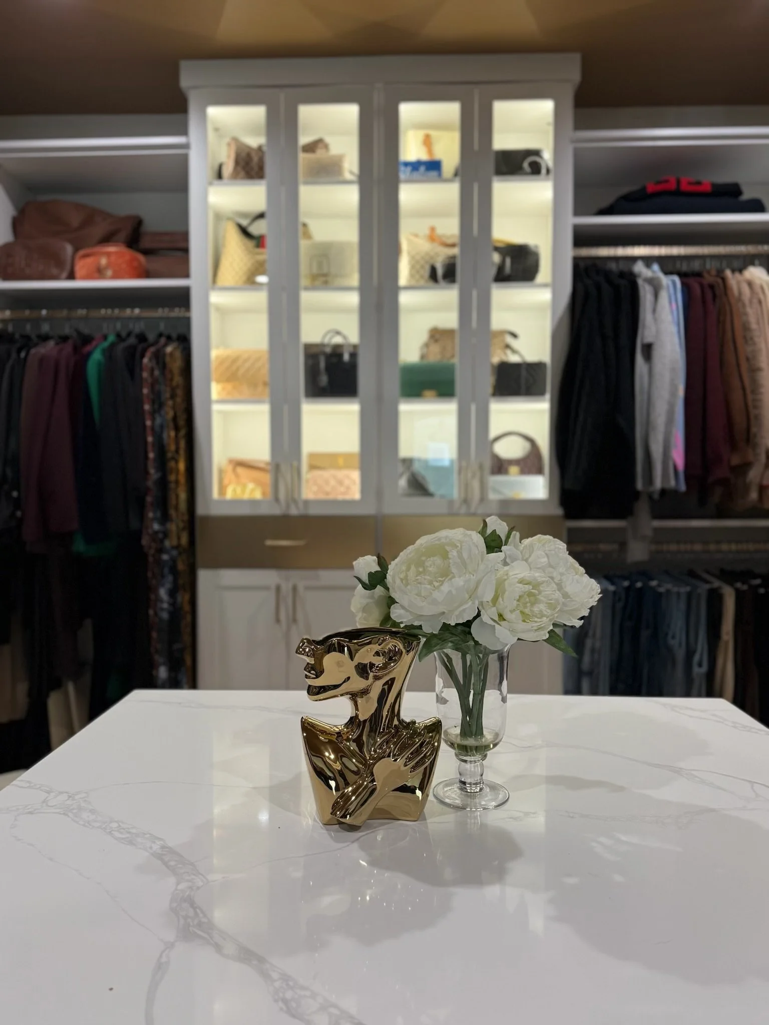 Custom Closet with Display Case and Island