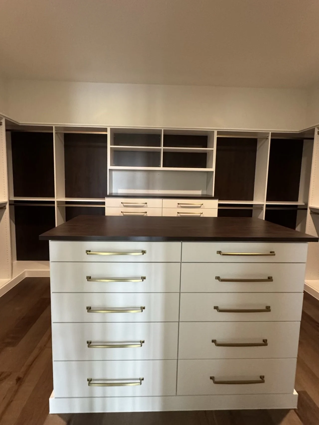 White and Dark Brown Closet Island