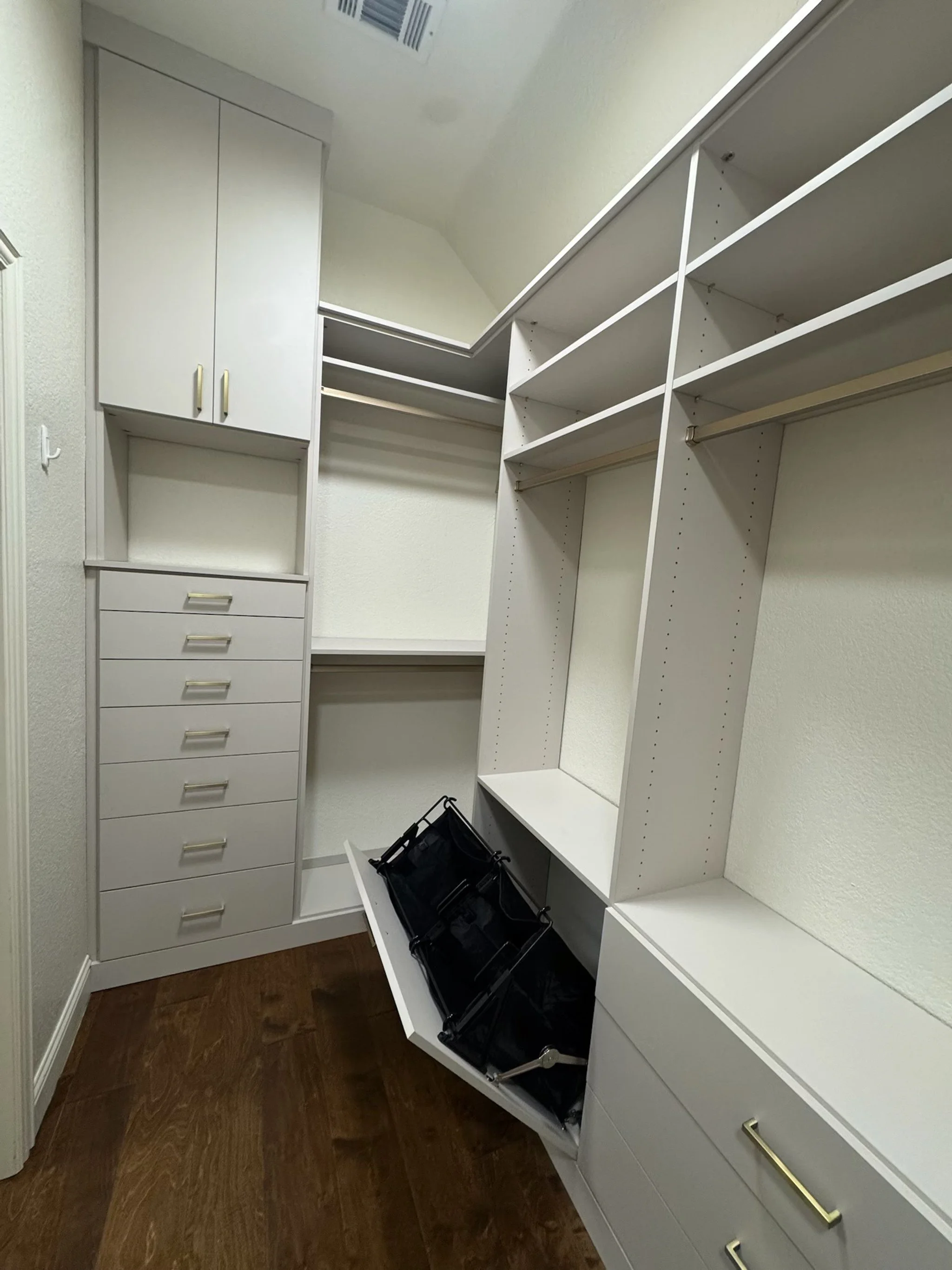 Custom Closet with Tilt Out Hamper