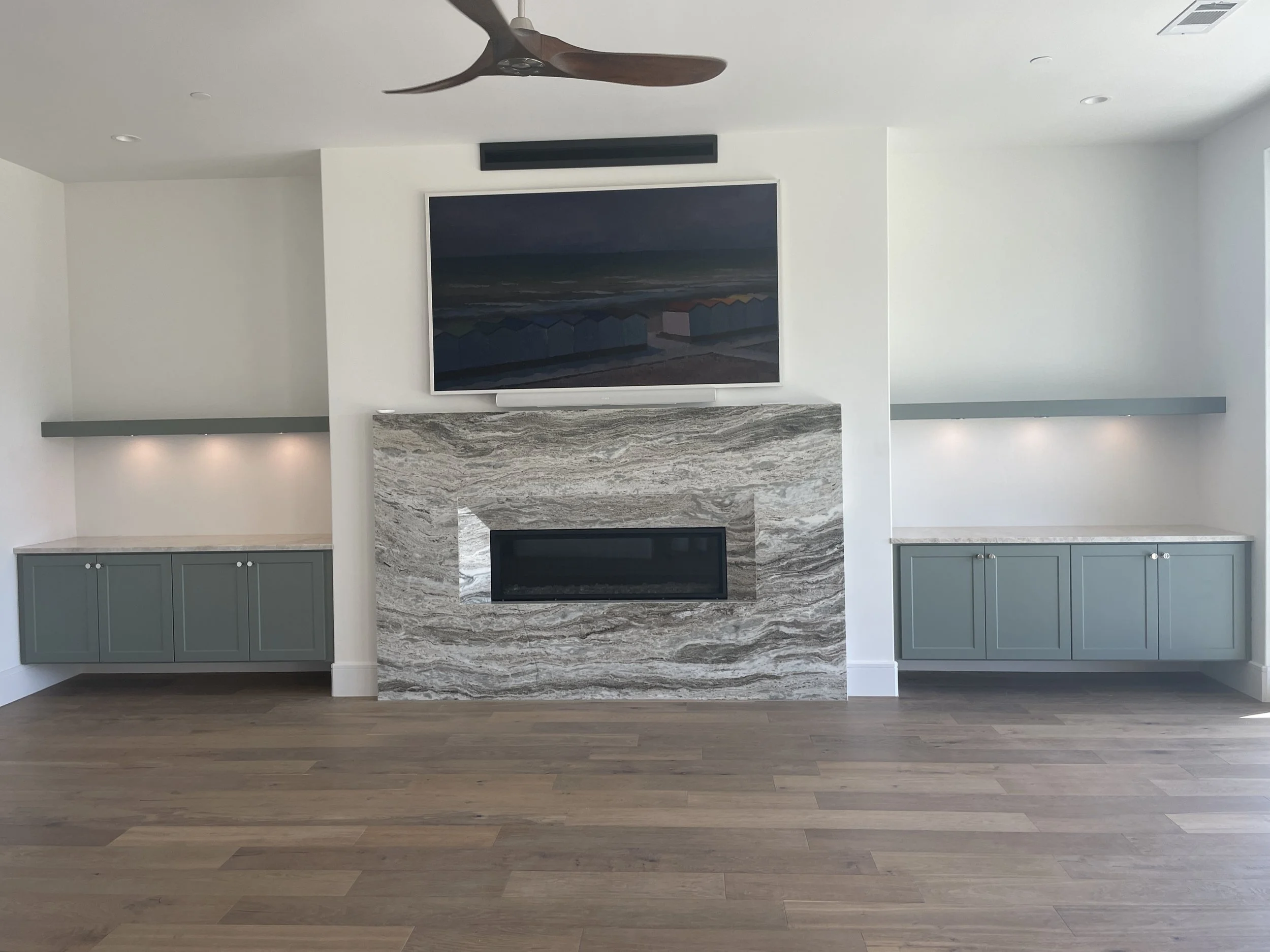 Custom Media Center with Upper Shelves