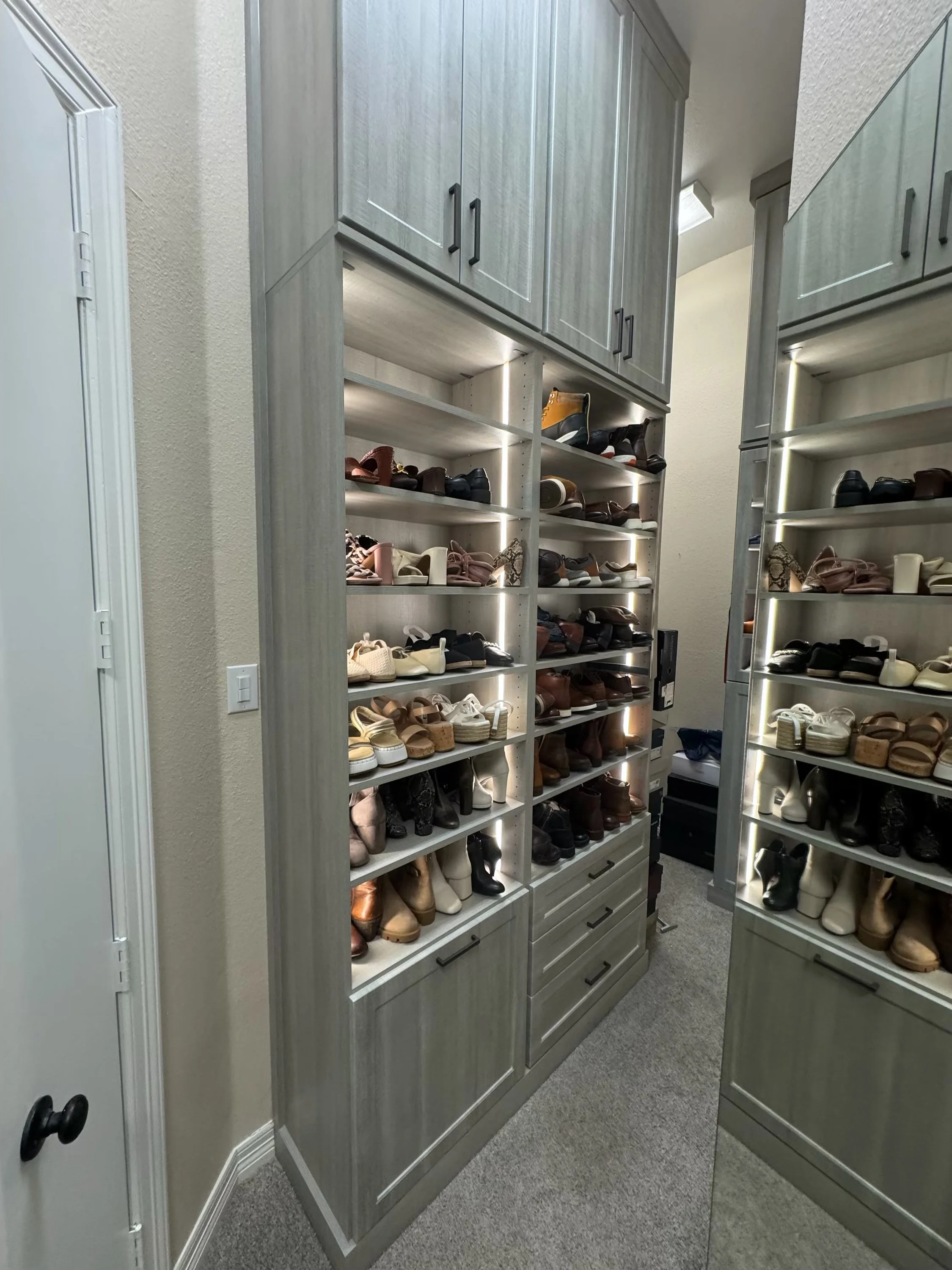 Custom Grey Closet with Shoe Shelves