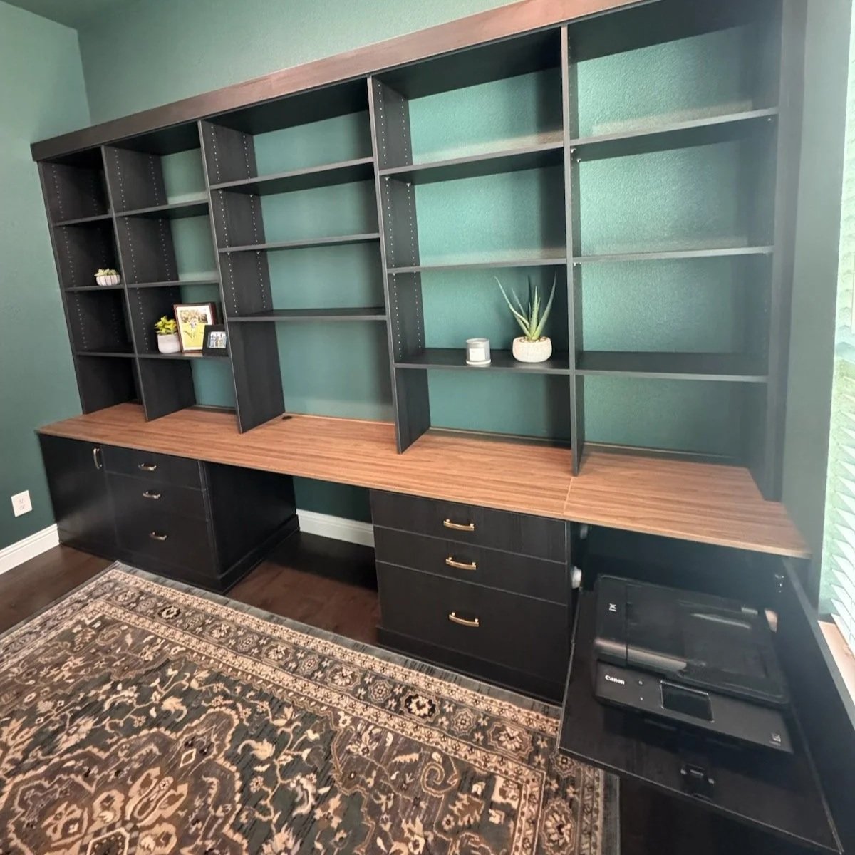 Custom Office with Sliding Printer Shelf