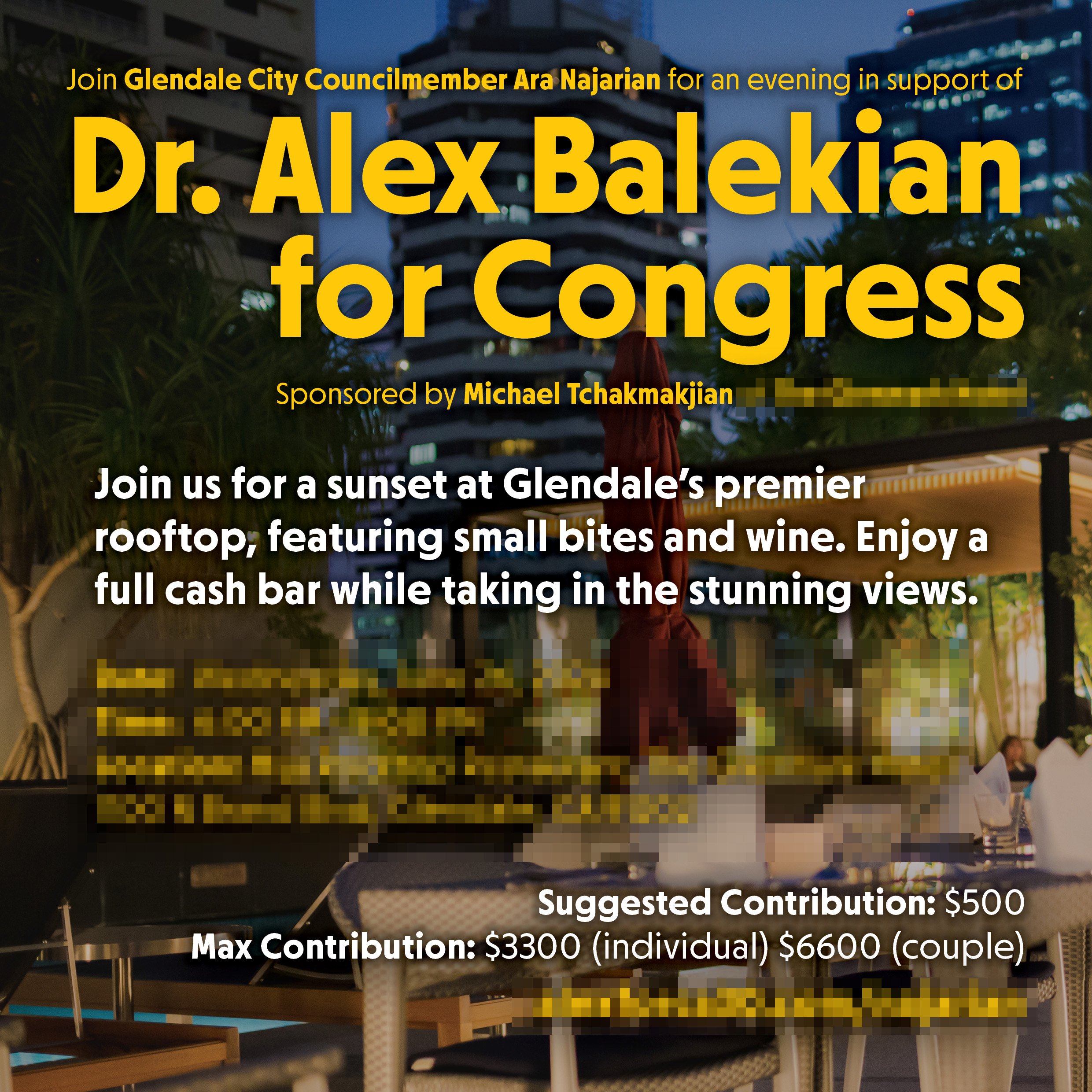 Private Fundraising Event hosted by Hon. Ara Najarian, Glendale City Council member and Former Mayor of Glendale