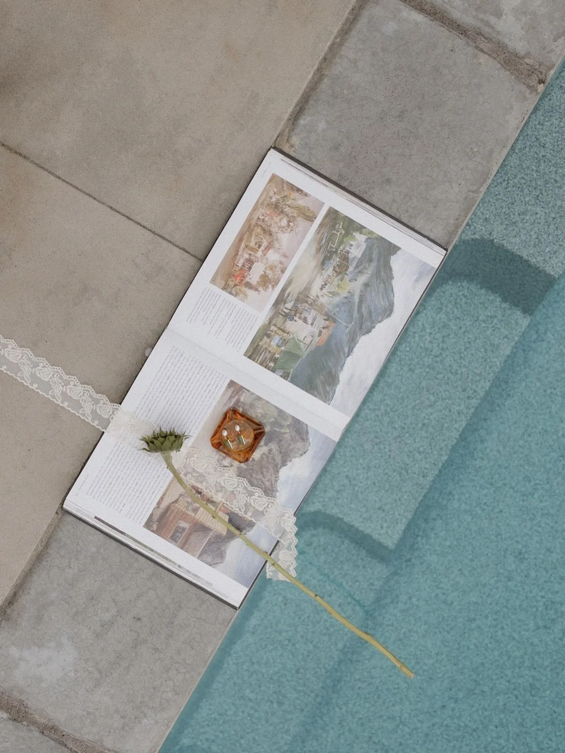 another set of poolside details! 

just a girl who has an eye for the stylistic beauty of details. there&rsquo;s something about capturing the items a couple has hand selected to represent their wedding day.  from grandma&rsquo;s heirloom earrings to