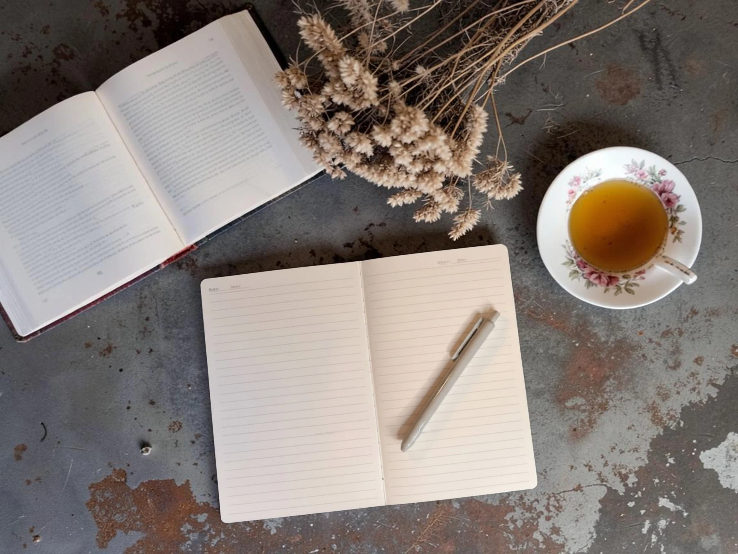 open journal on desk with teacup and Bible.jpg