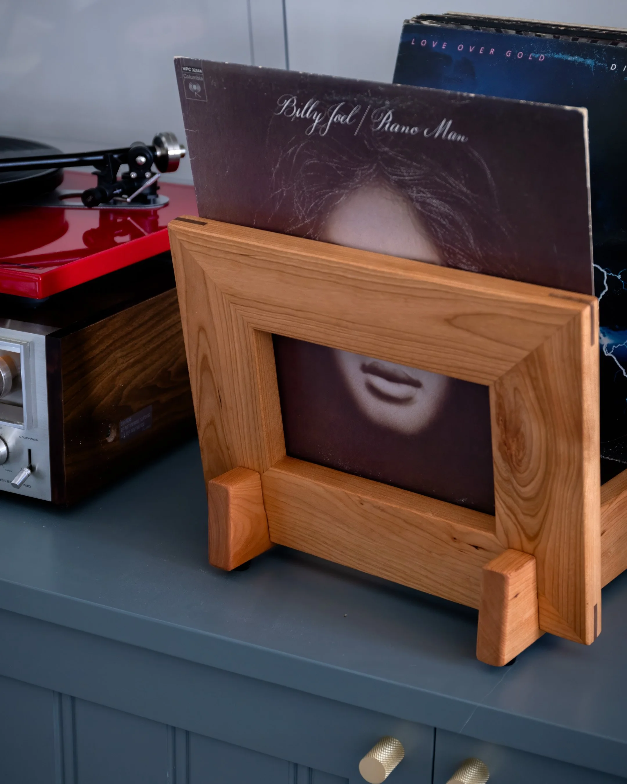 Vinyl record stand.