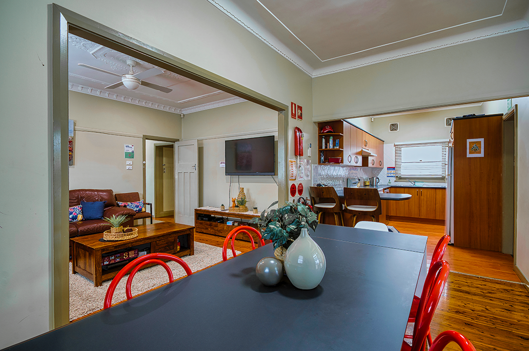 The Cottage interior table and living area