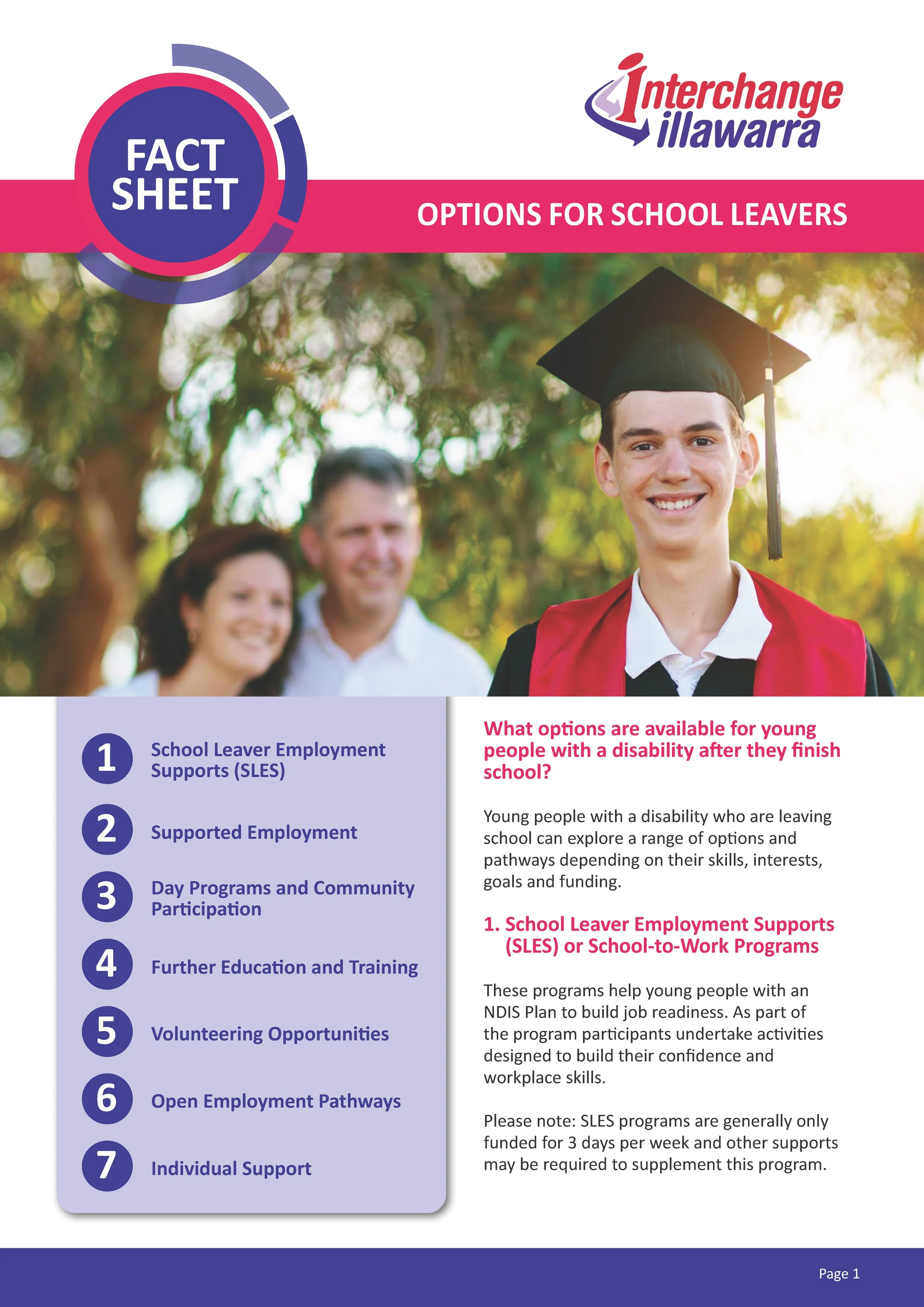Fact Sheet Option for School leavers