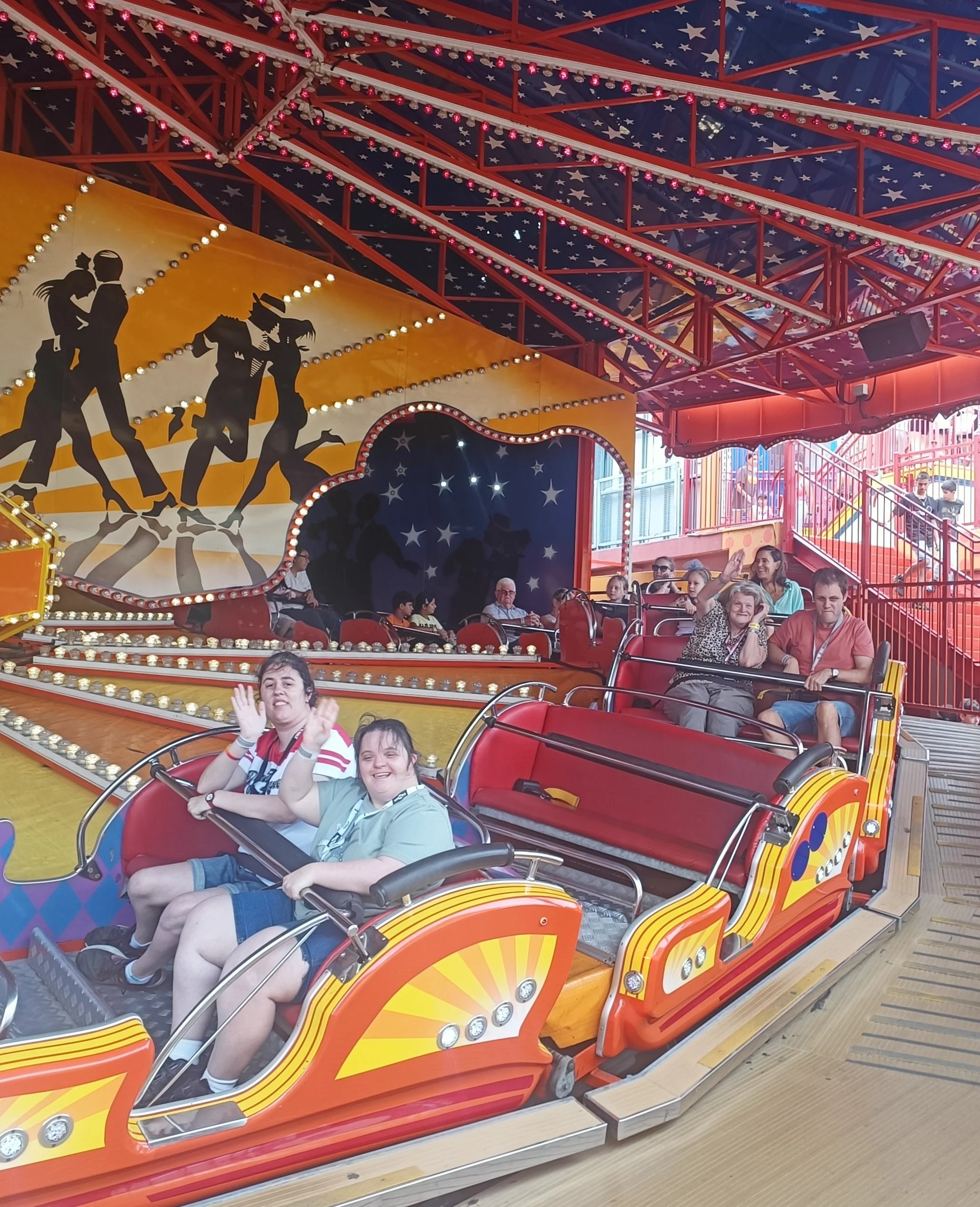 Participants on a ride at Luna Park