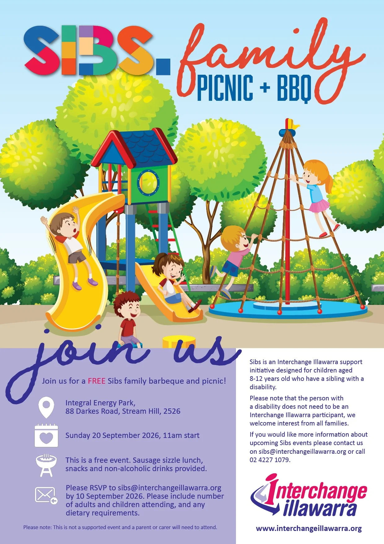 Flyer invite for Sibs picnic and barbeque