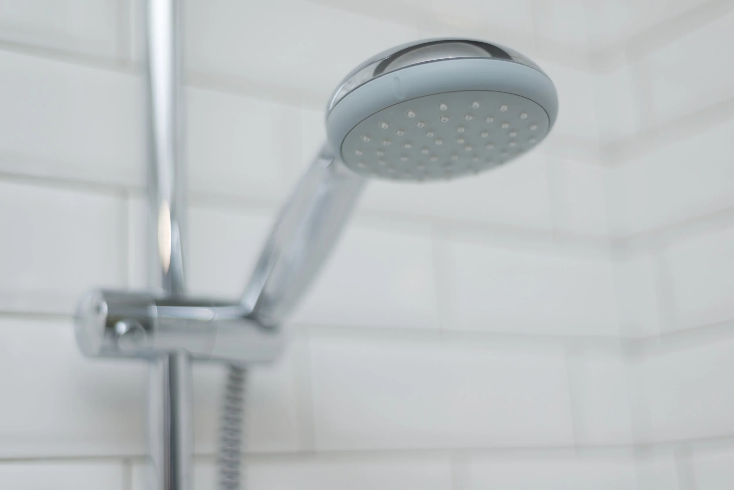 Shower in a white bathroom