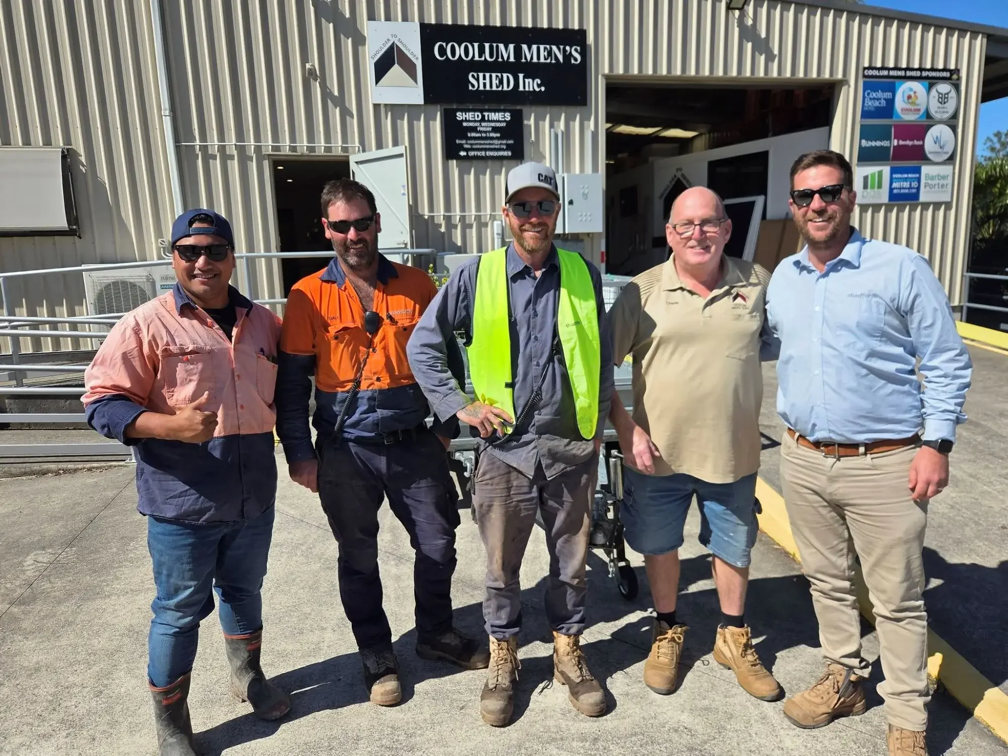Shadforth team and Coolum Men's Shed members celebrate the successful completion of the Coolum Industrial Park Stage 2A works.