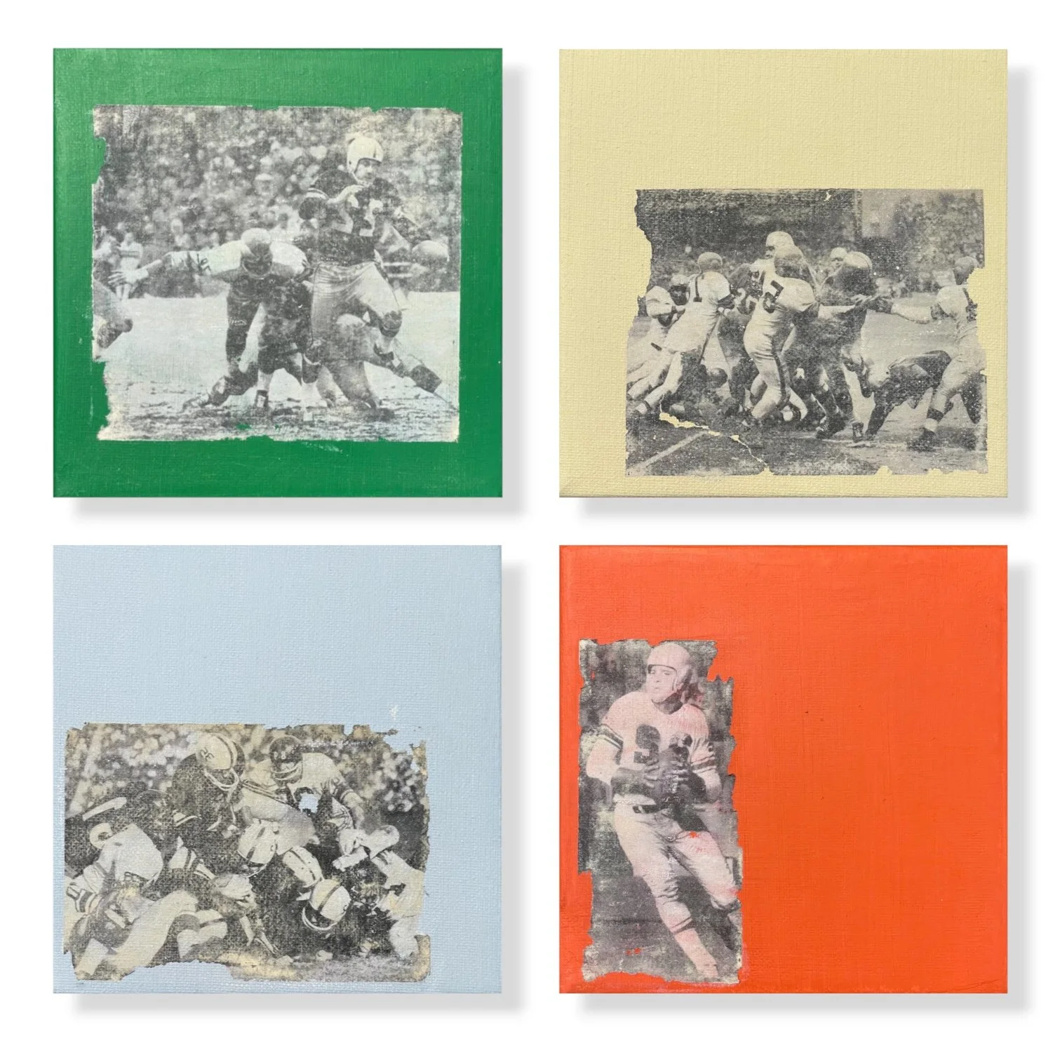 "American Football" 2026.
1960 Image Transfer & Oil
6"x6" canvas x4