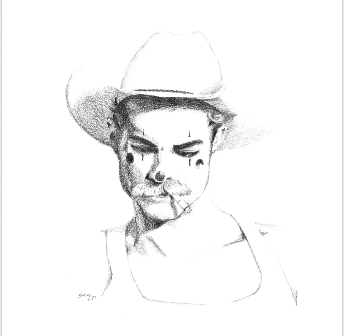 "Rodeo Clown" 11x14" pencil on paper