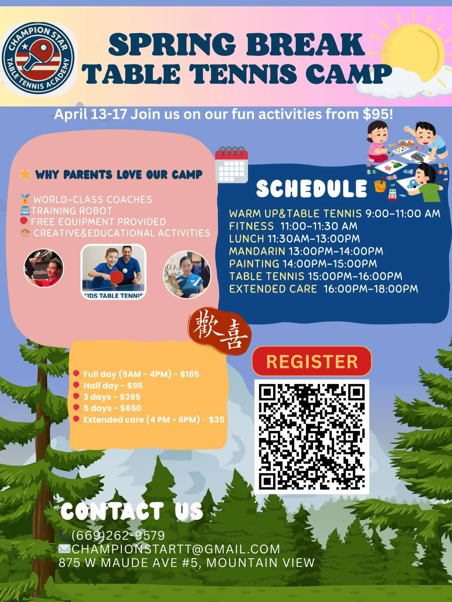 Spring Break. No break in training.
🏓 April 13&ndash;17 Champion Star Spring Table Tennis Camp
Small groups. High intensity.
Serious development. Limited spots.
#SpringBreakCamp
#SpringCamp2026
#TableTennisCamp
#PingPongCamp
#mountainview
