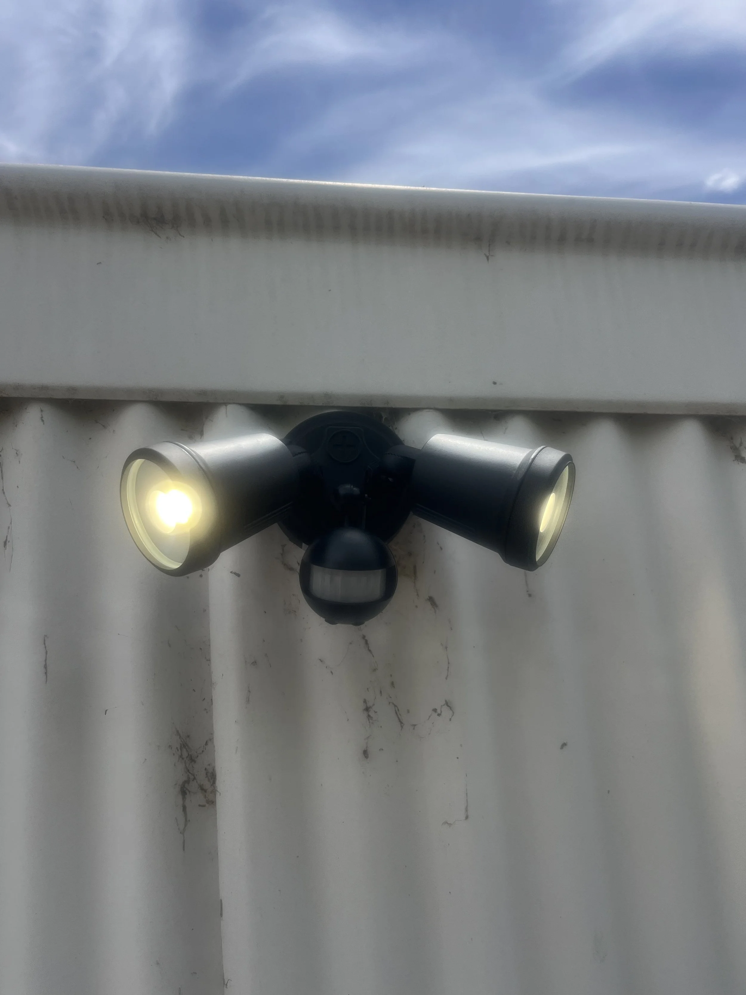 security lights mounted on shed sensor light