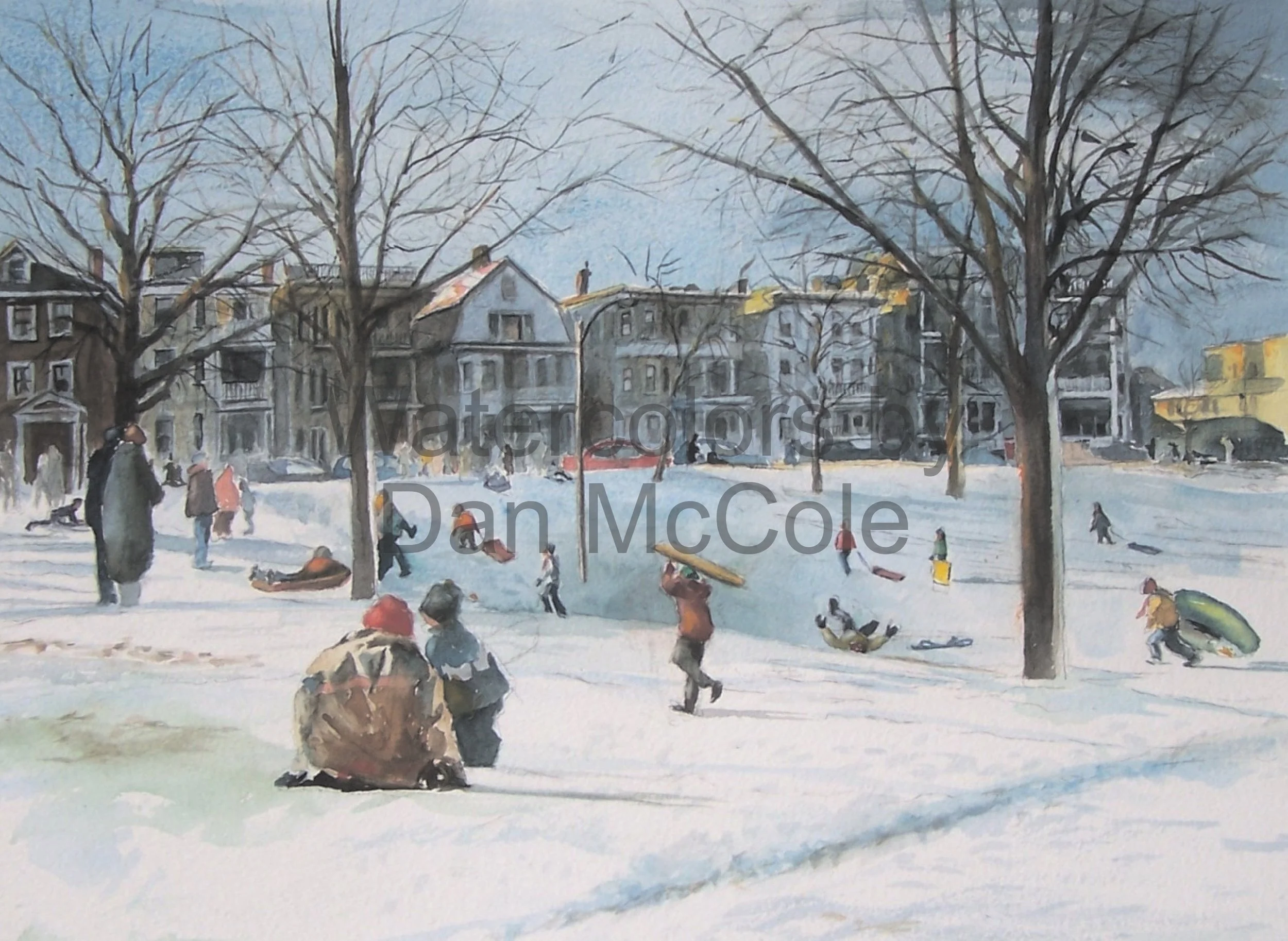 Sledding at Aquarium Hill