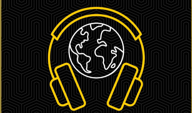 University of Iowa Plugged in to Public Health logo. The logo is a set of headphone around a graphic of the Earth.